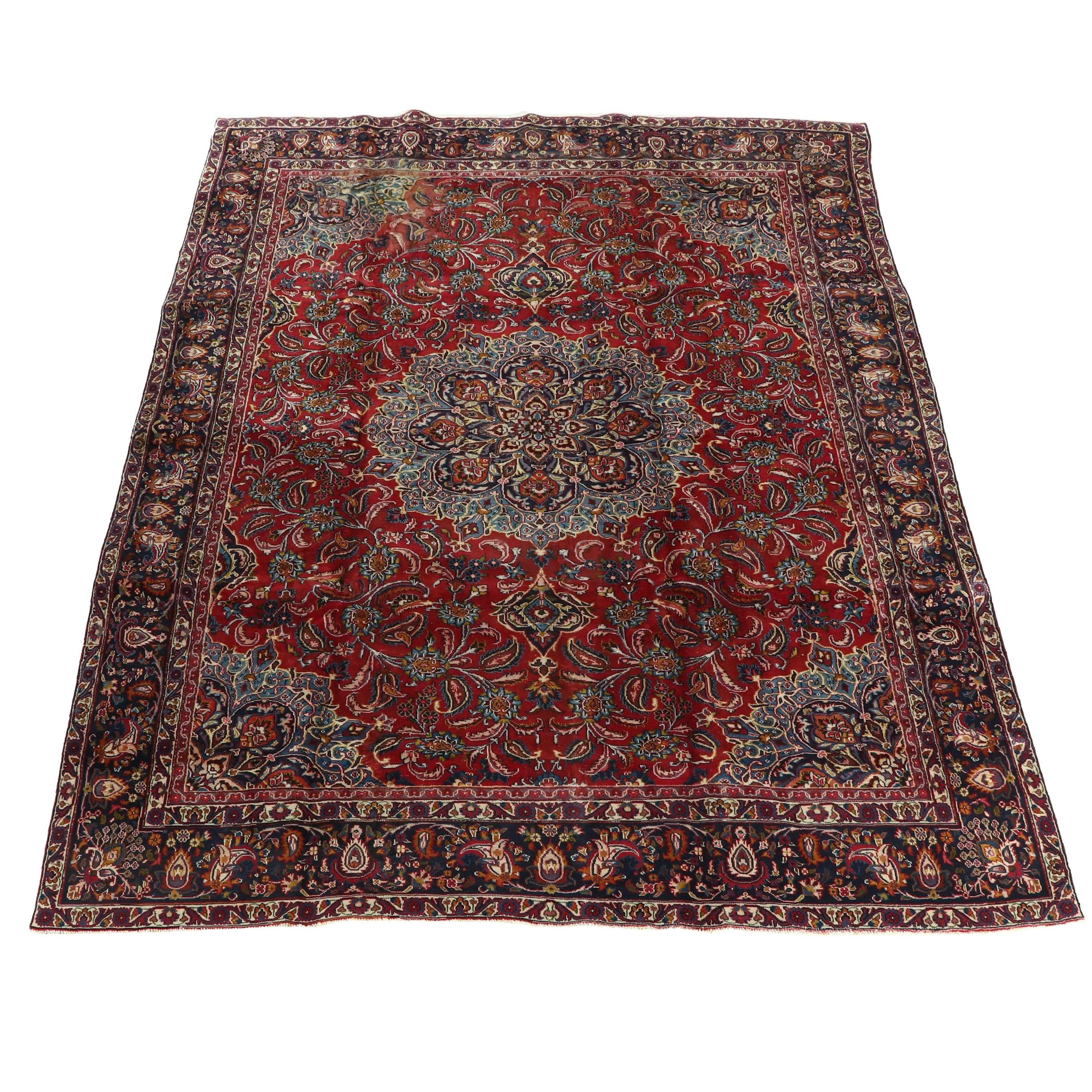 9' x 12'3 Hand-Knotted Persian Mashhad Room-Sized Rug