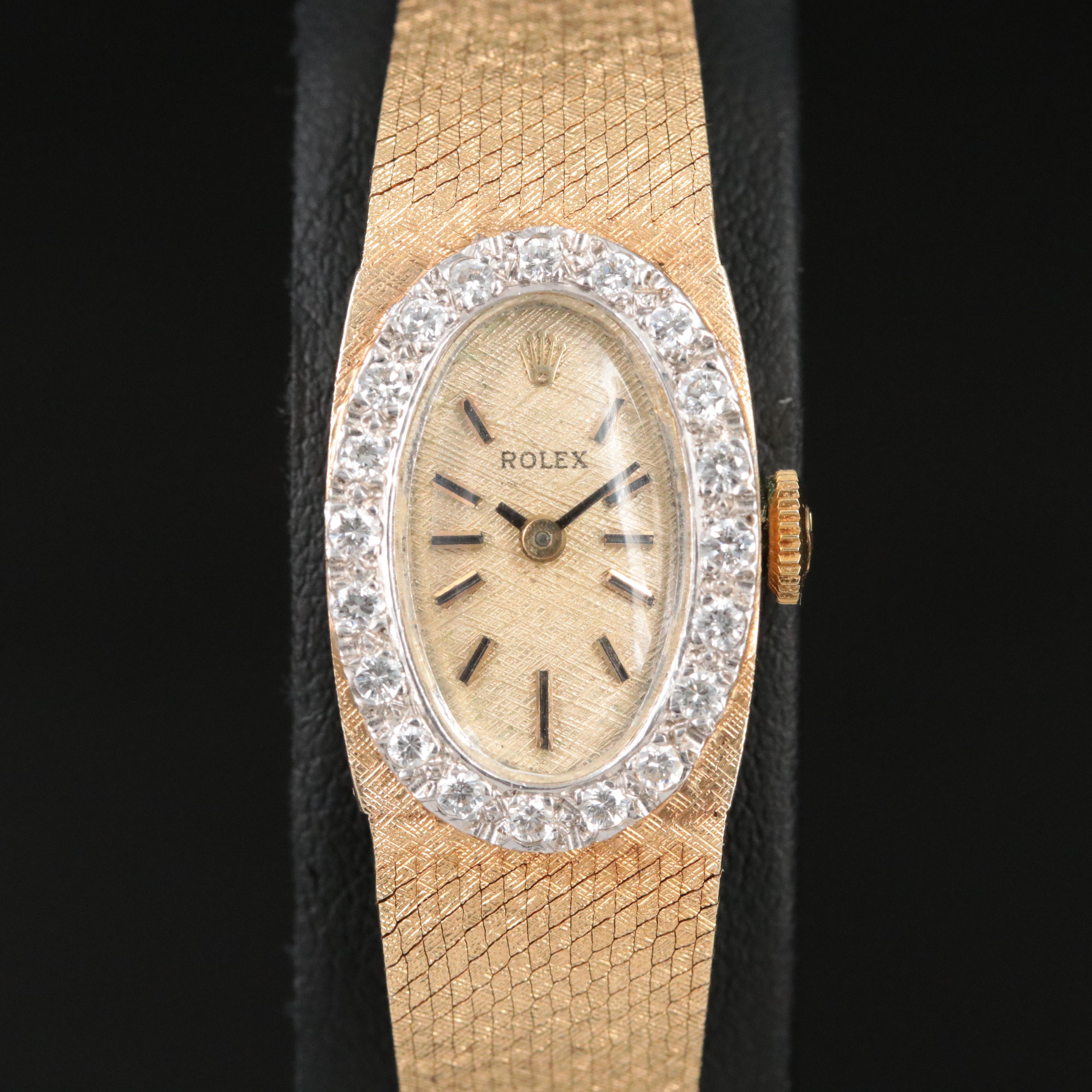 Vintage Rolex 14K Diamond Watch