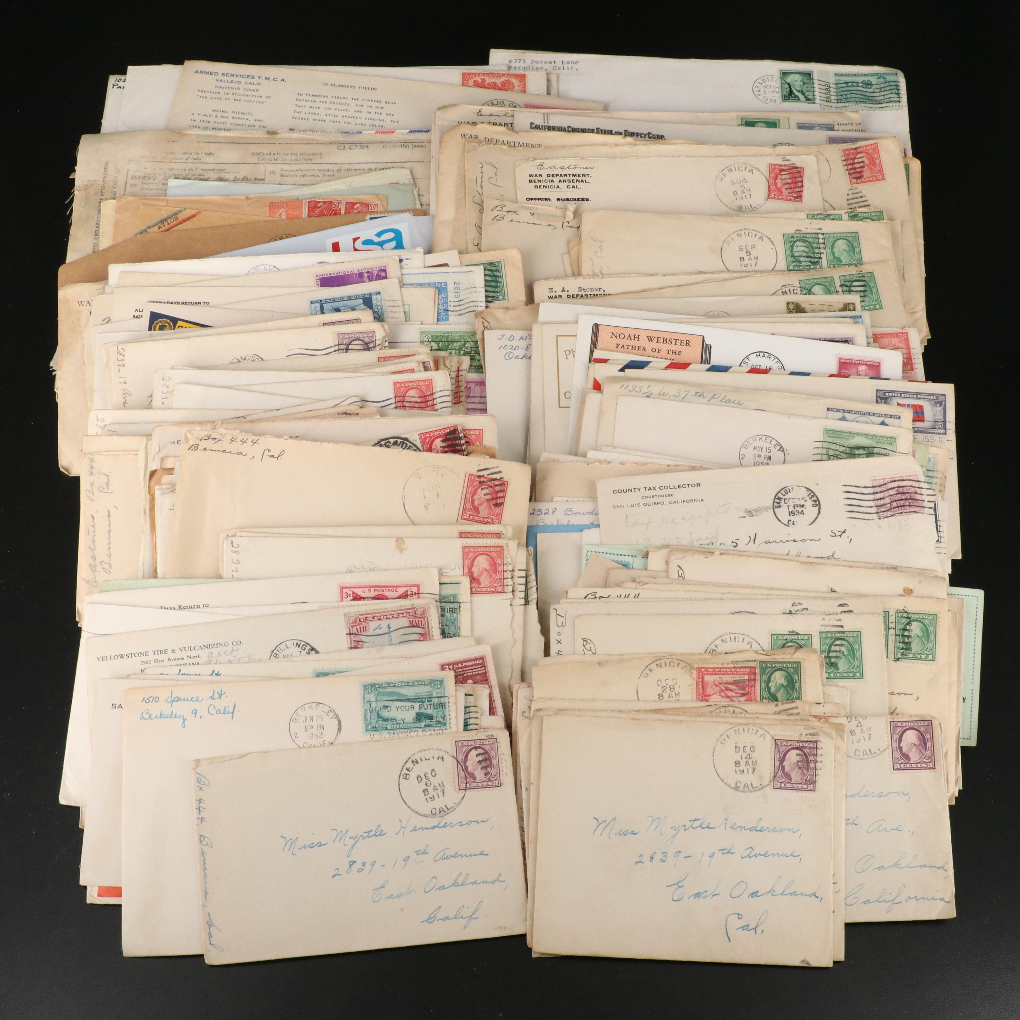 252 U.S. Postal Covers, 1917 to 1990s