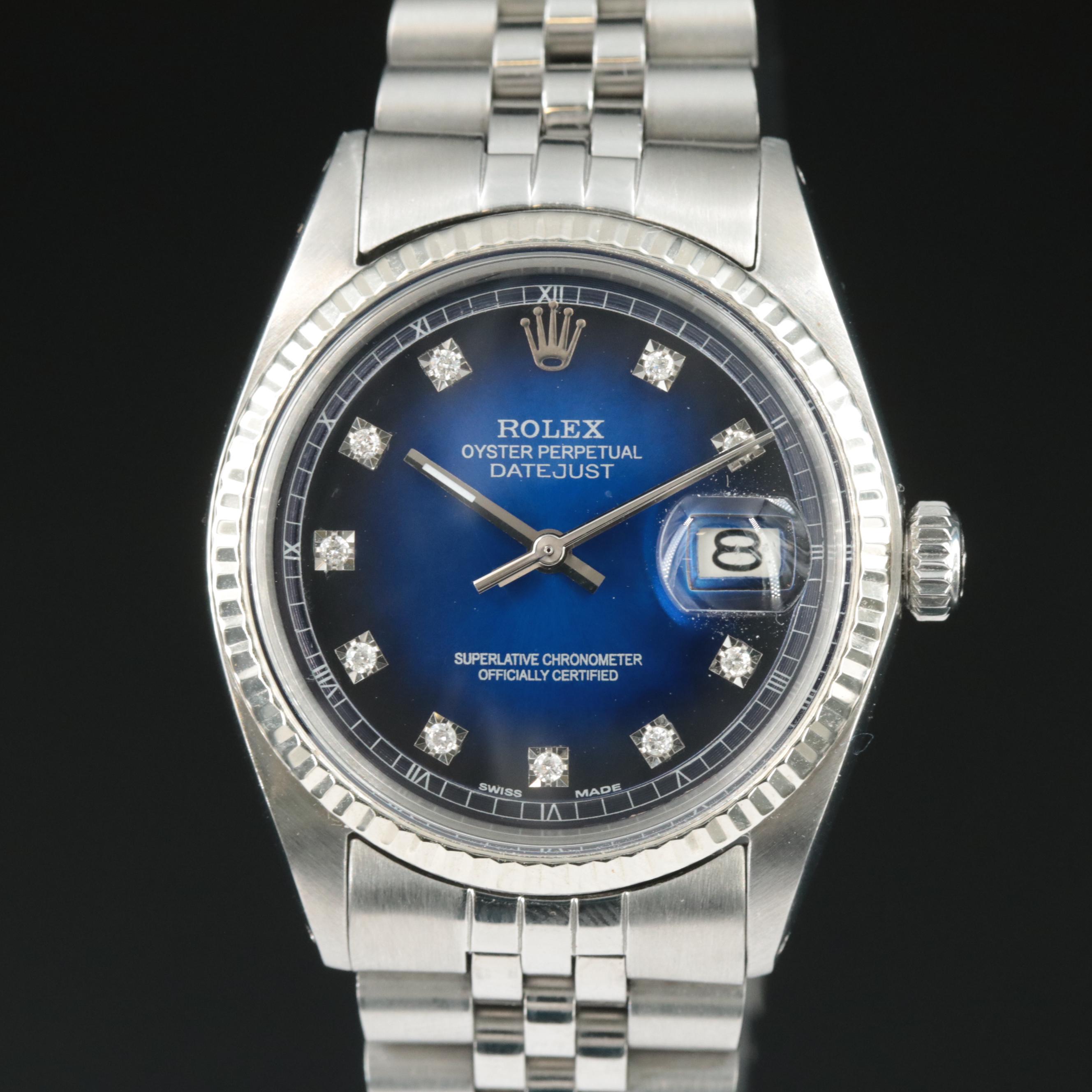 1968 Rolex Custom Diamond Dial and Band Datejust Watch