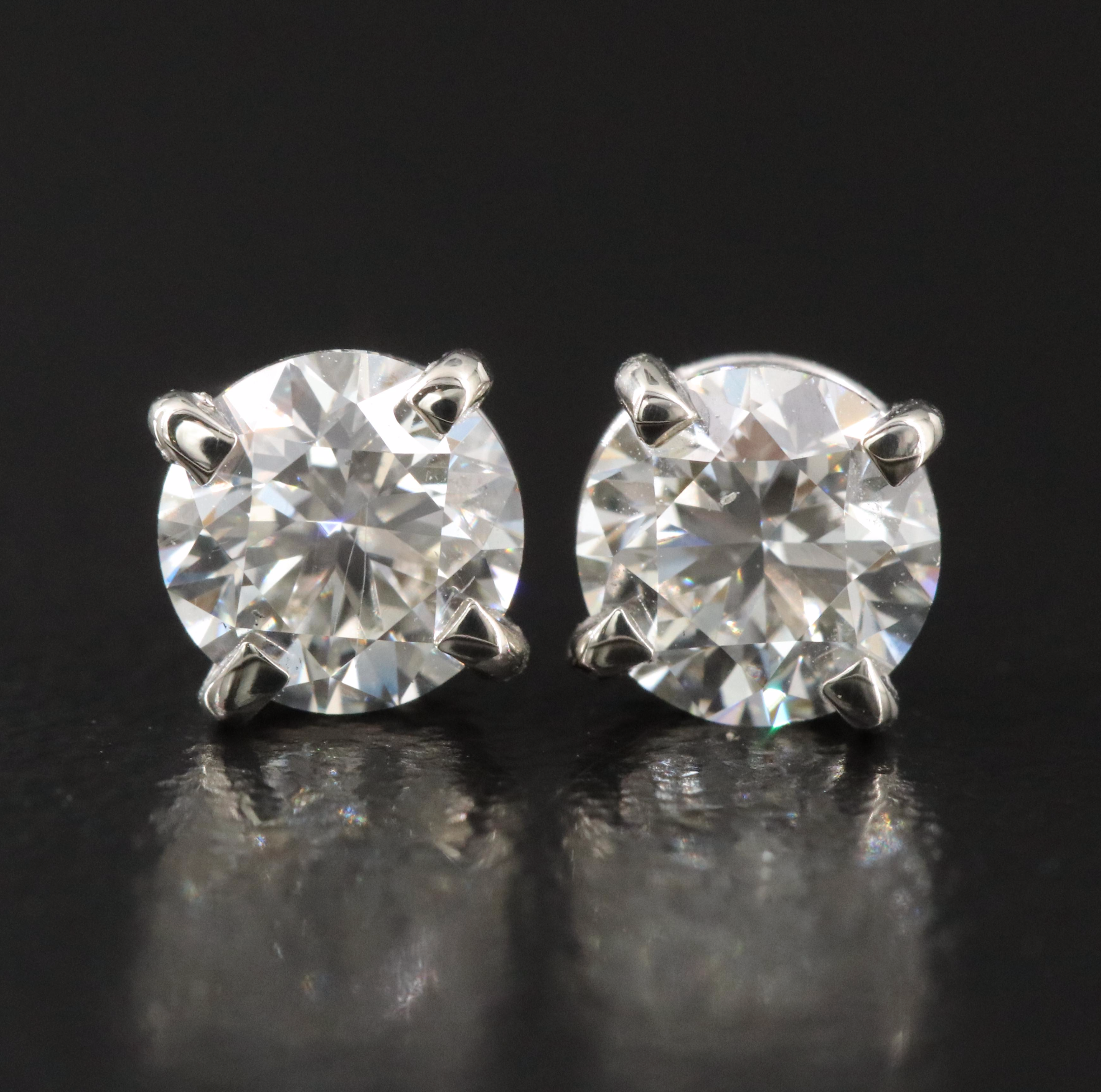 18K 1.00 CTW Diamond Solitaire Stud Earrings with GIA Reports