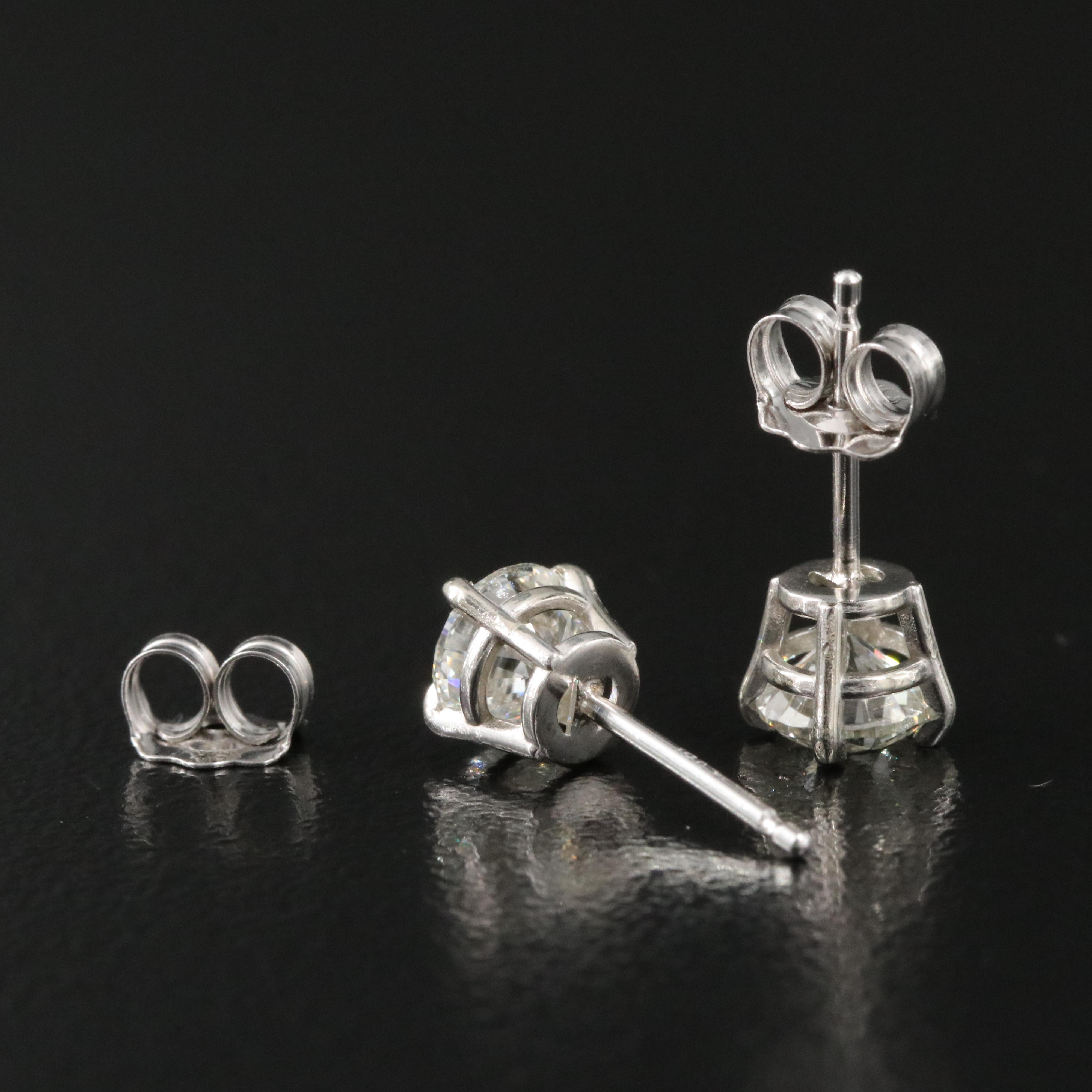 18K 1.00 CTW Diamond Solitaire Stud Earrings with GIA Reports