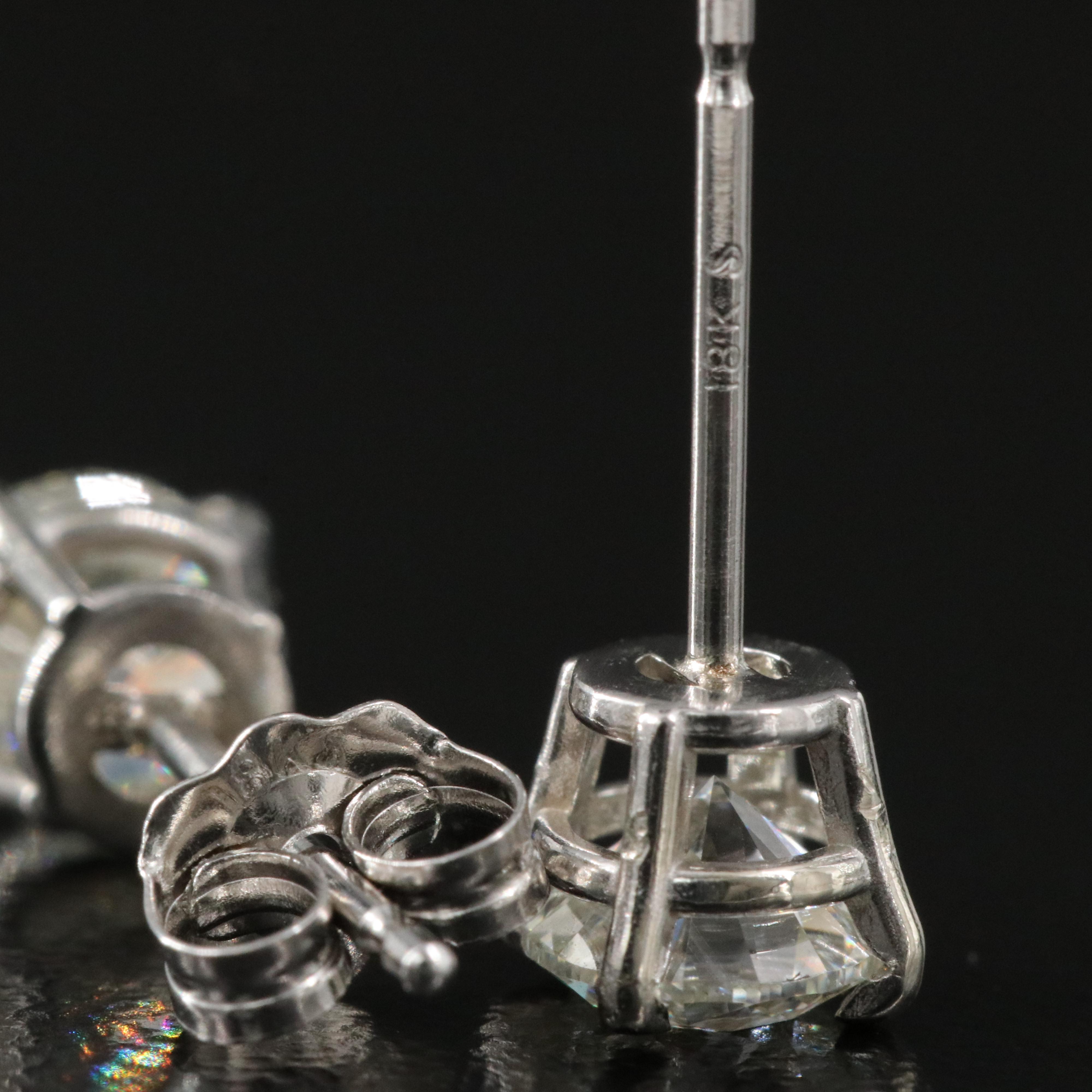 18K 1.00 CTW Diamond Solitaire Stud Earrings with GIA Reports