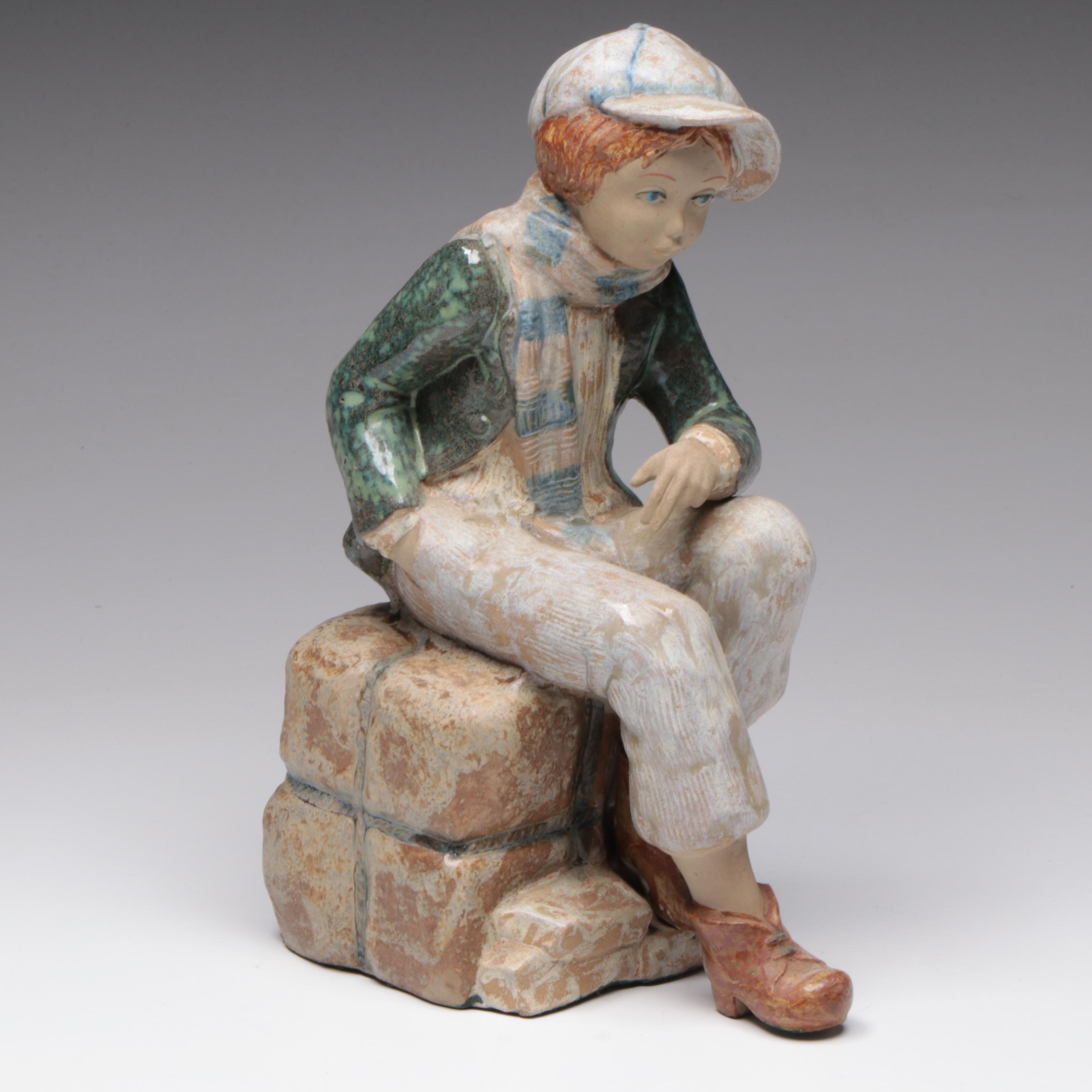 P.A.L. Spanish Paperboy at Rest Ceramic Figurine, Late 20th Century