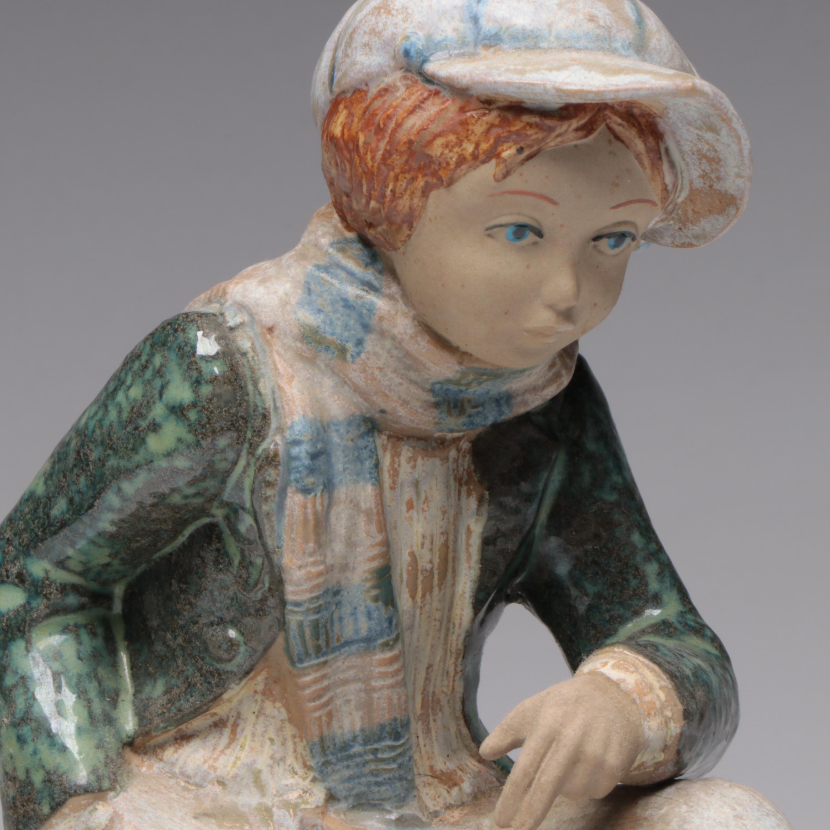 P.A.L. Spanish Paperboy at Rest Ceramic Figurine, Late 20th Century