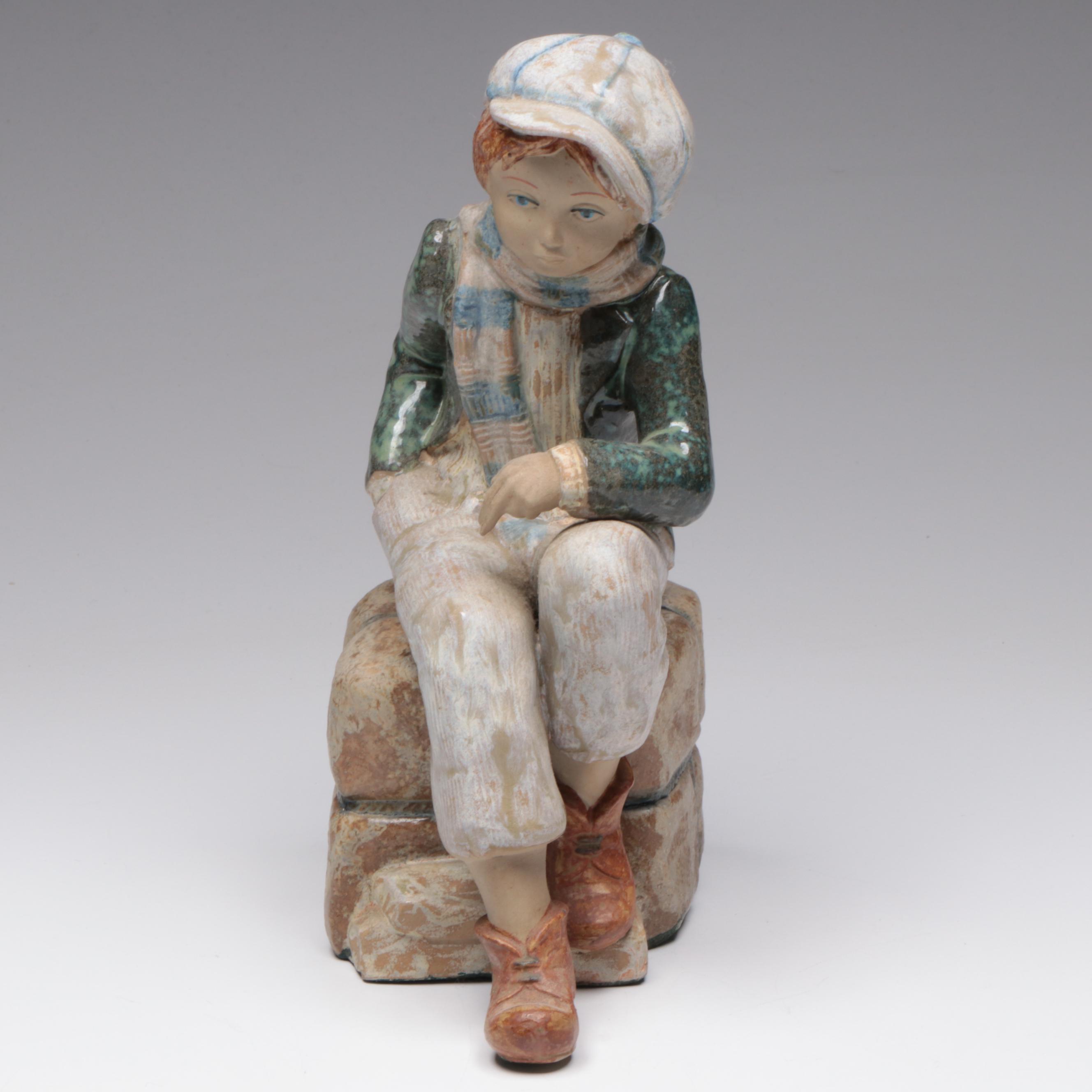 P.A.L. Spanish Paperboy at Rest Ceramic Figurine, Late 20th Century