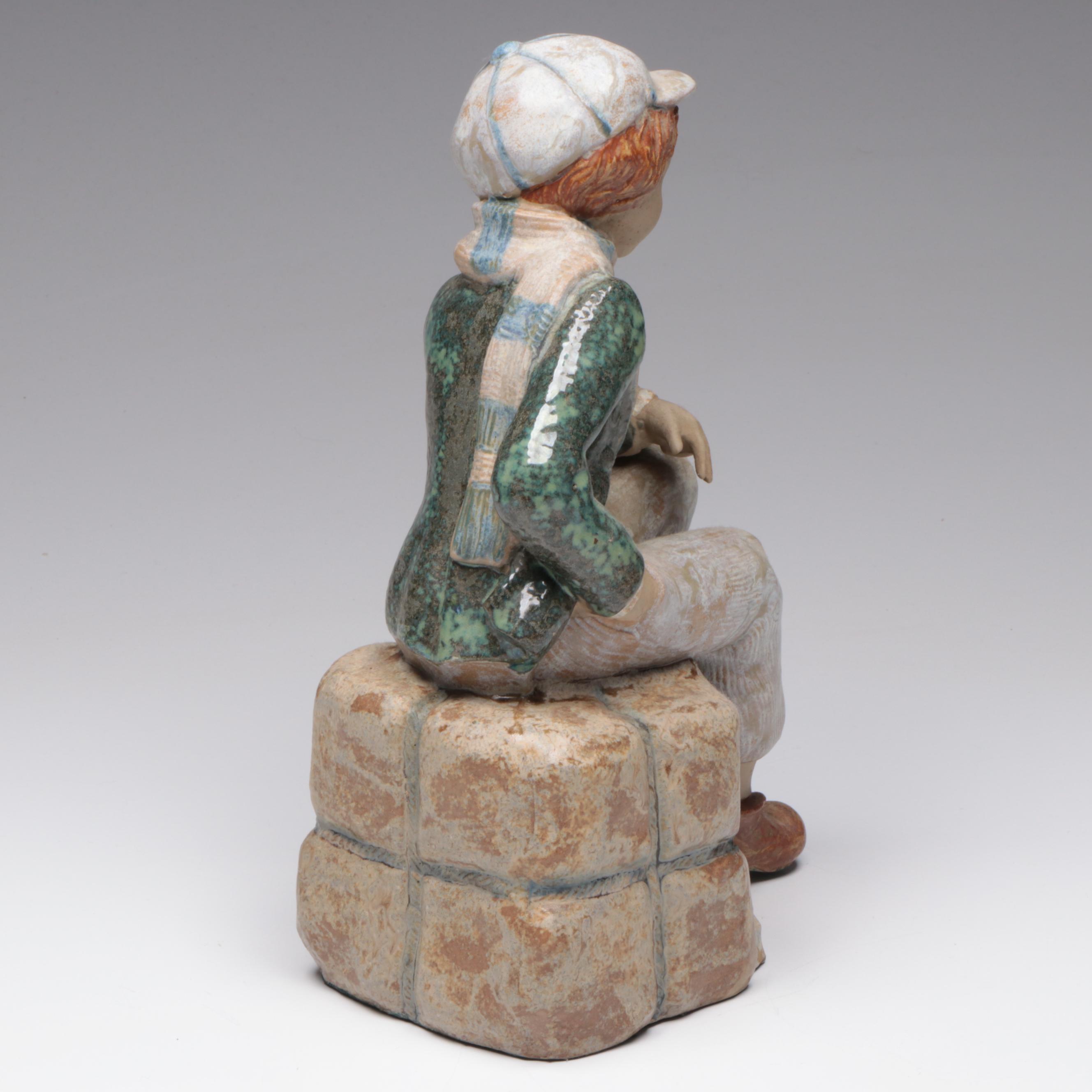 P.A.L. Spanish Paperboy at Rest Ceramic Figurine, Late 20th Century