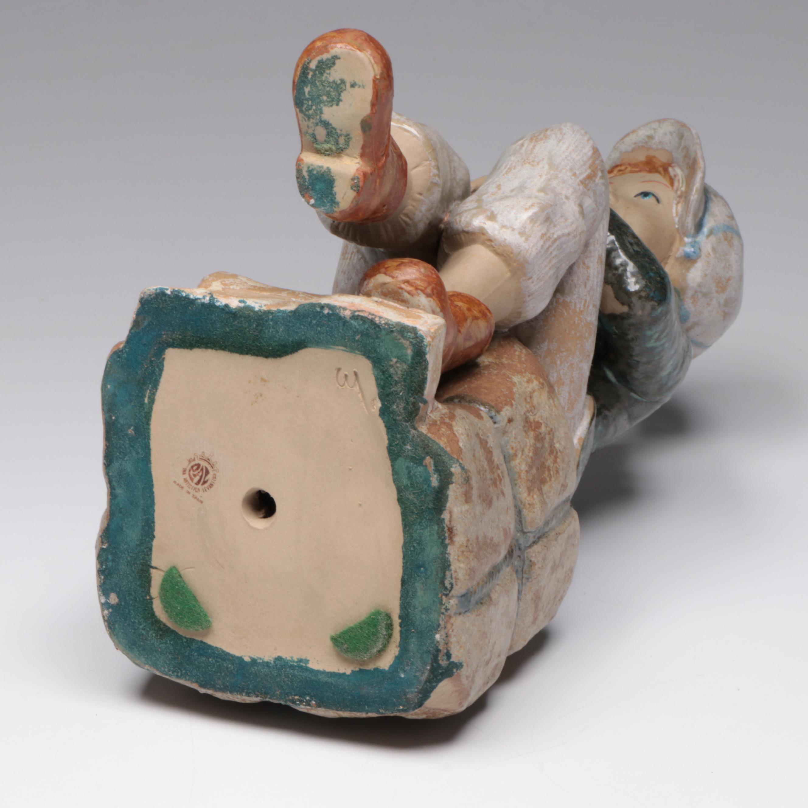 P.A.L. Spanish Paperboy at Rest Ceramic Figurine, Late 20th Century