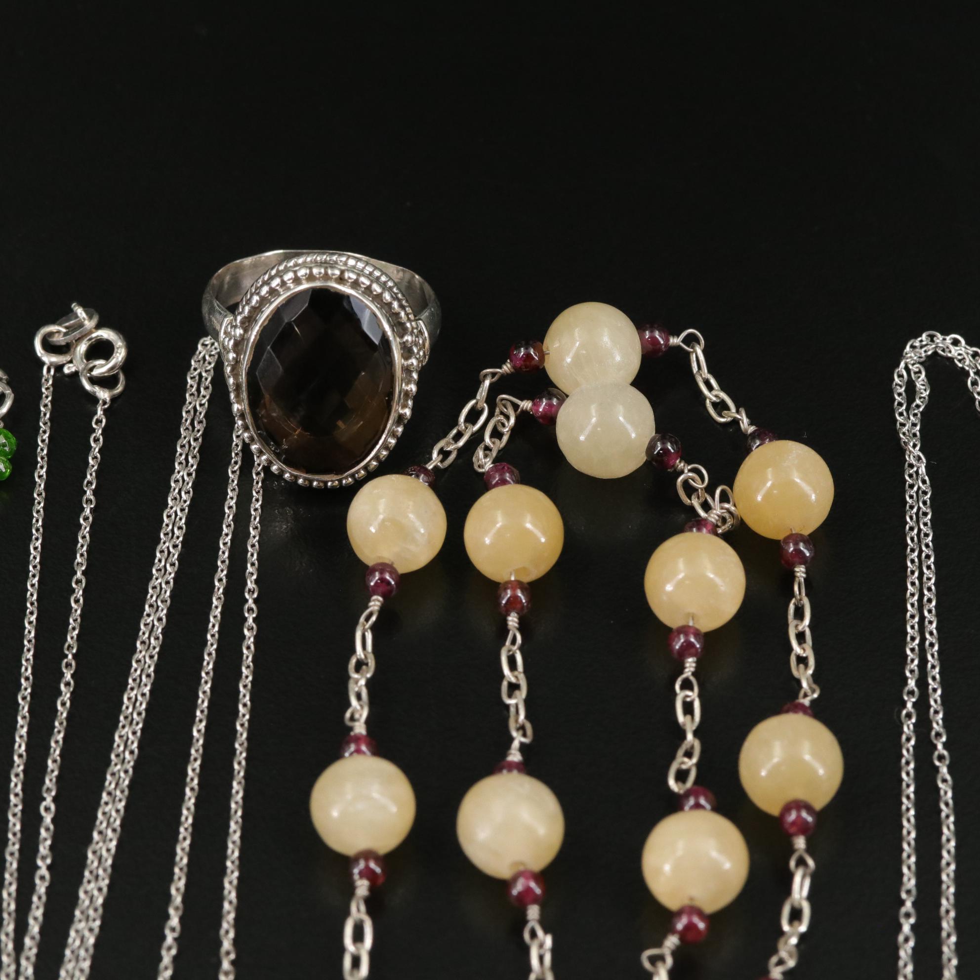 17 Assorted Sterling Silver Bracelets, Earrings, Necklaces, Pendants, and Rings