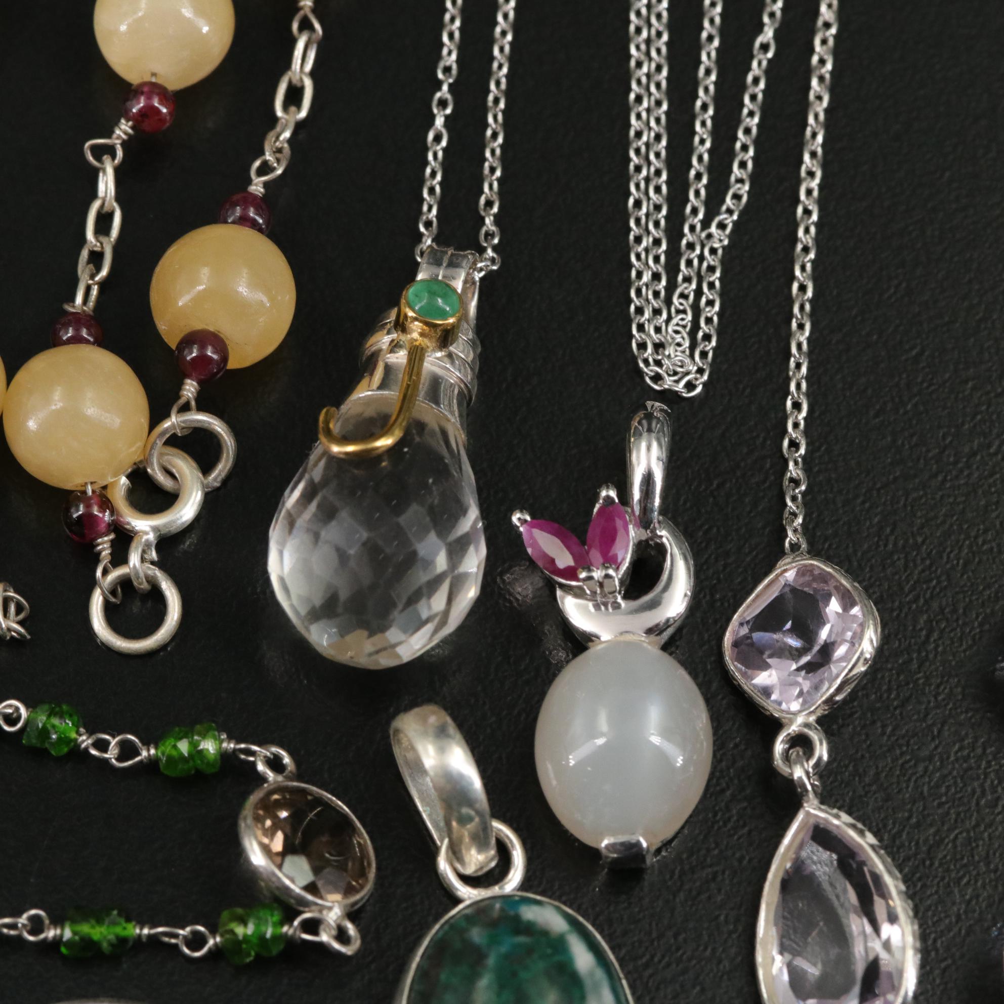 17 Assorted Sterling Silver Bracelets, Earrings, Necklaces, Pendants, and Rings