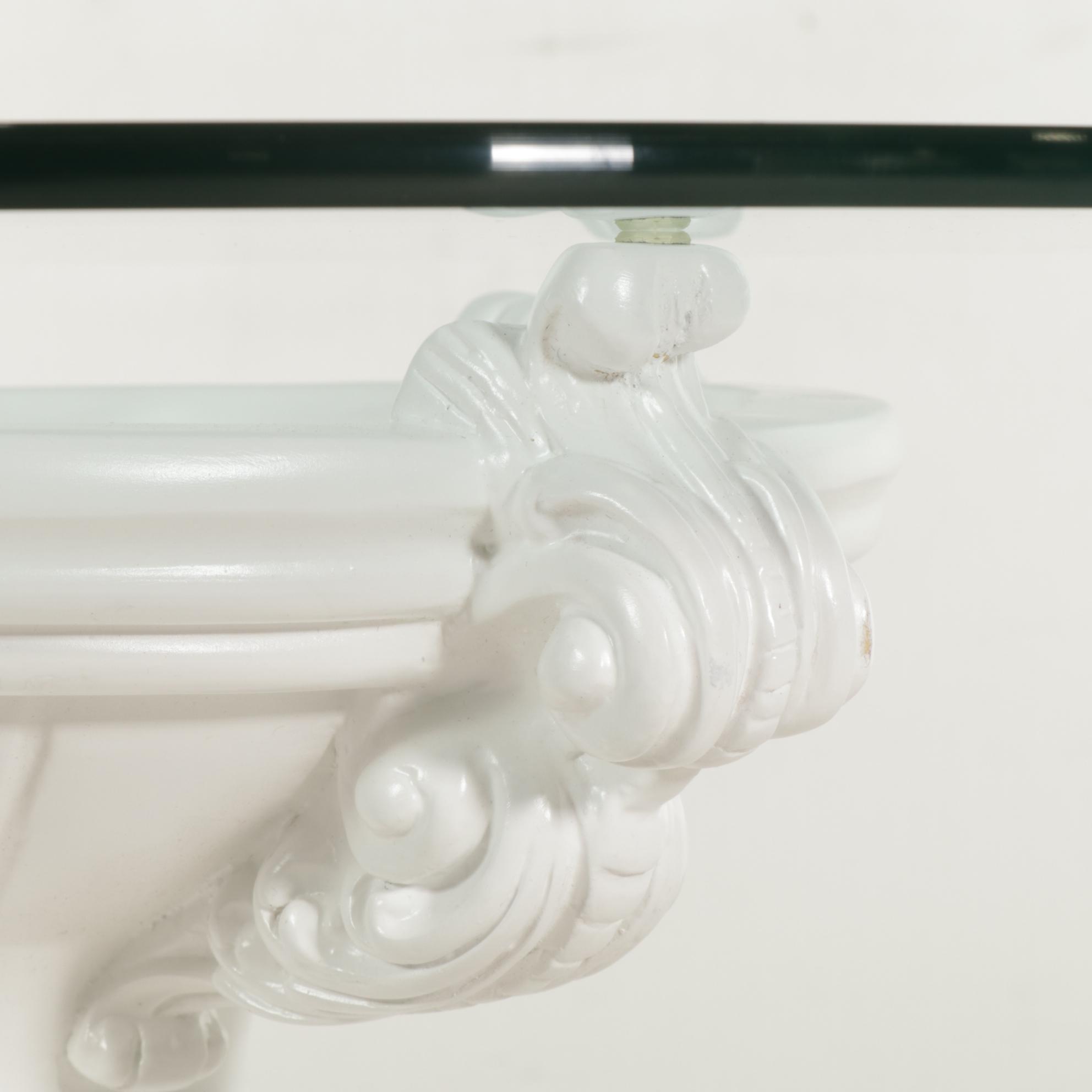 Frontgate Donatella Baroque Inspired White Bistro Table with Glass Top