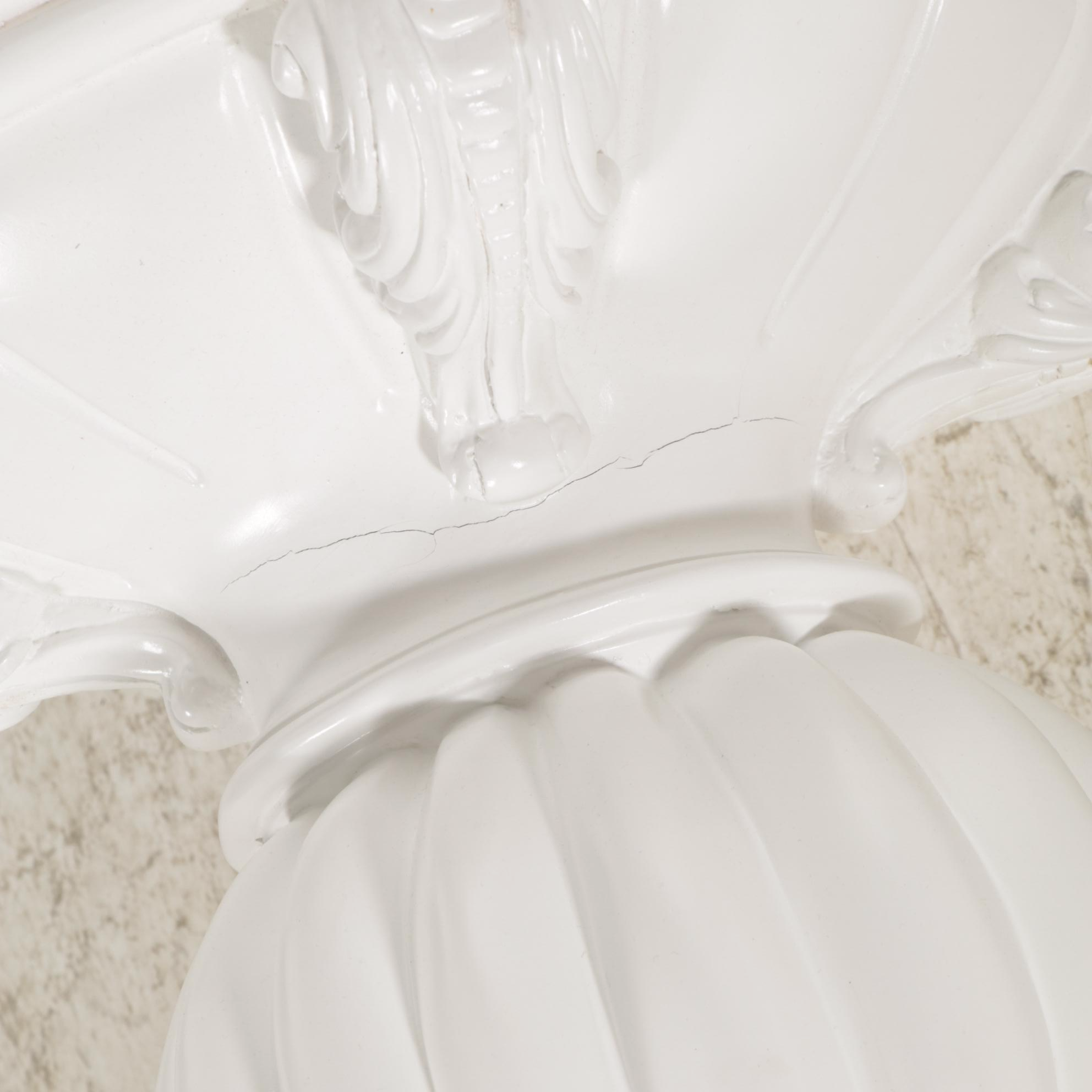 Frontgate Donatella Baroque Inspired White Bistro Table with Glass Top