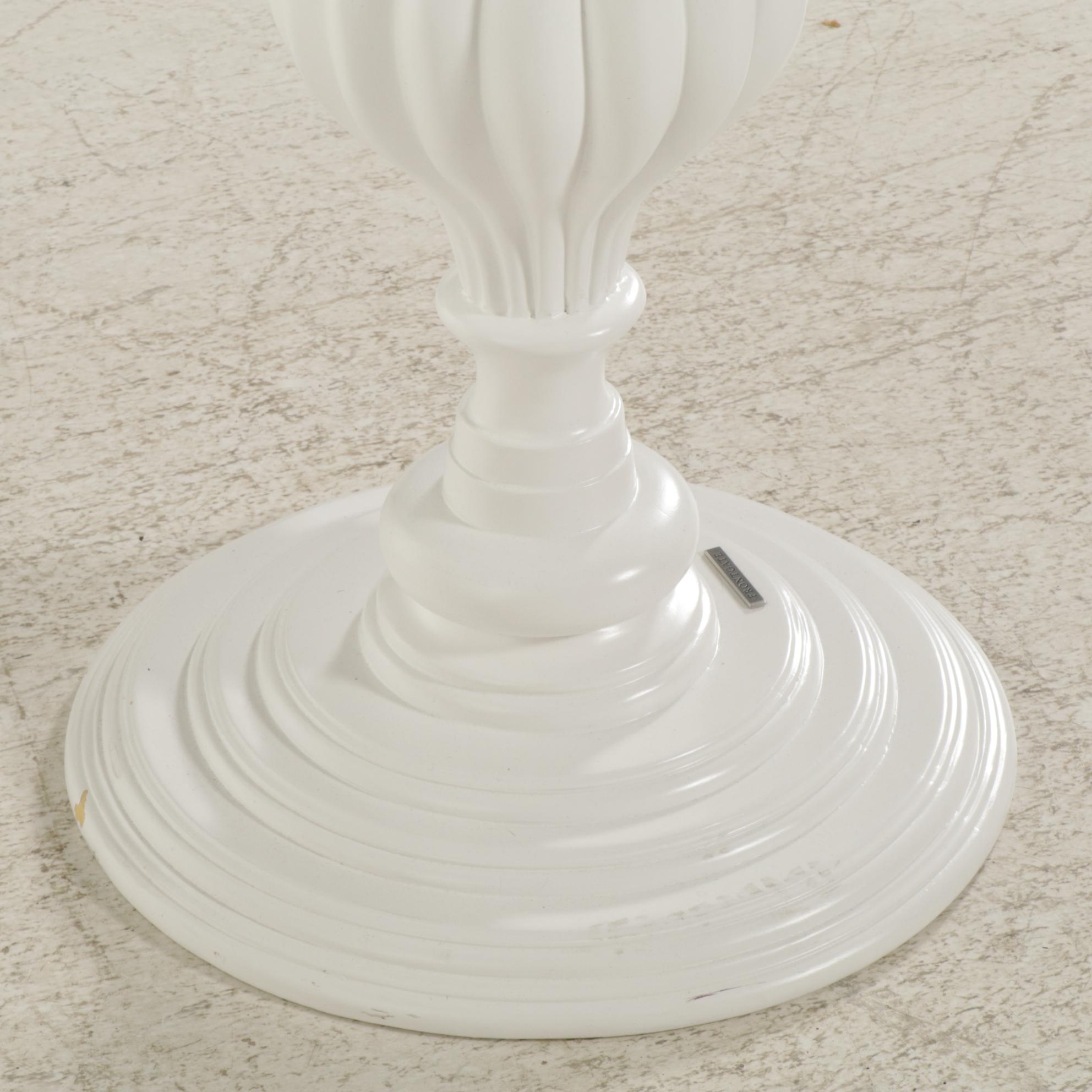 Frontgate Donatella Baroque Inspired White Bistro Table with Glass Top