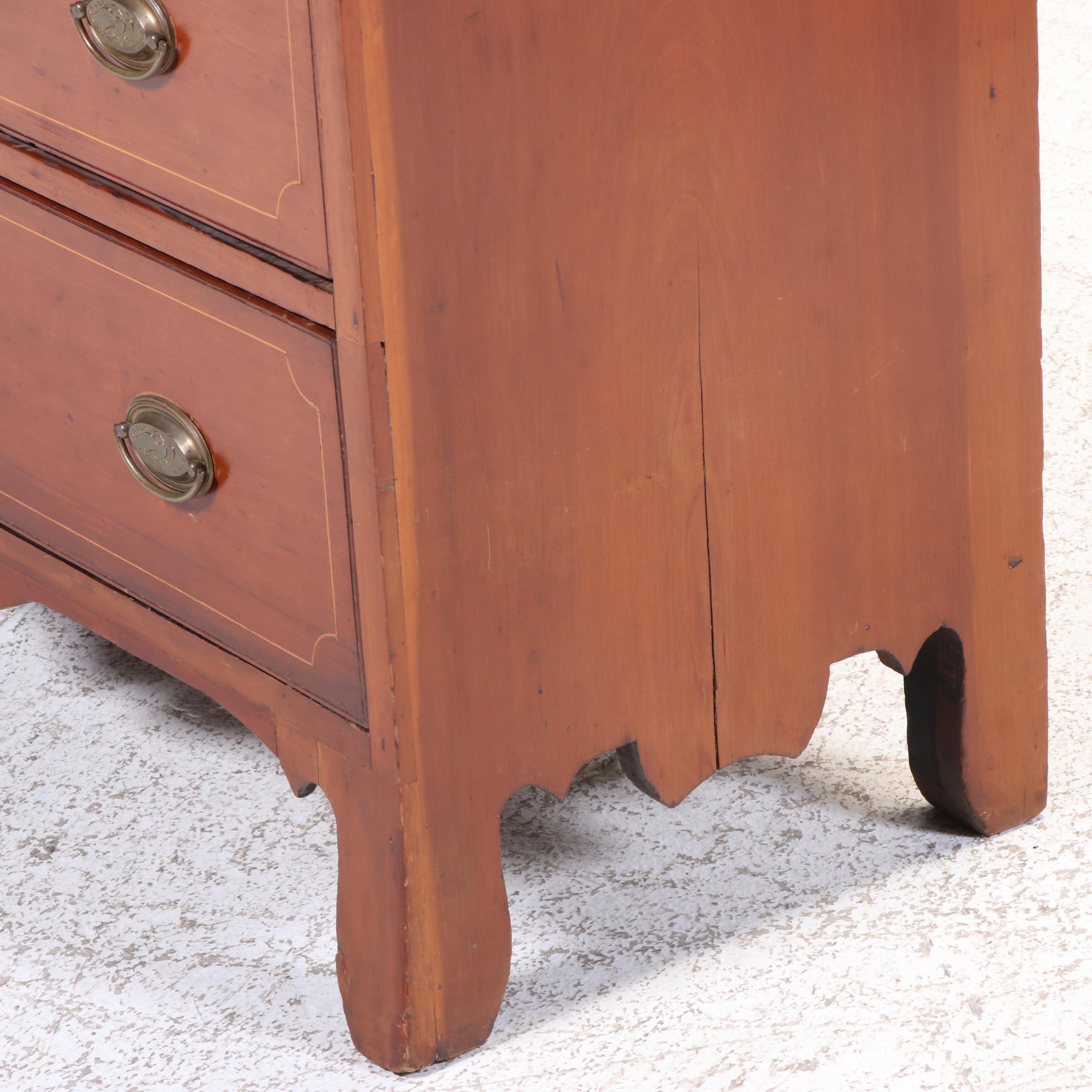 American Sheraton Cherry Chest of Drawers with String Inlay