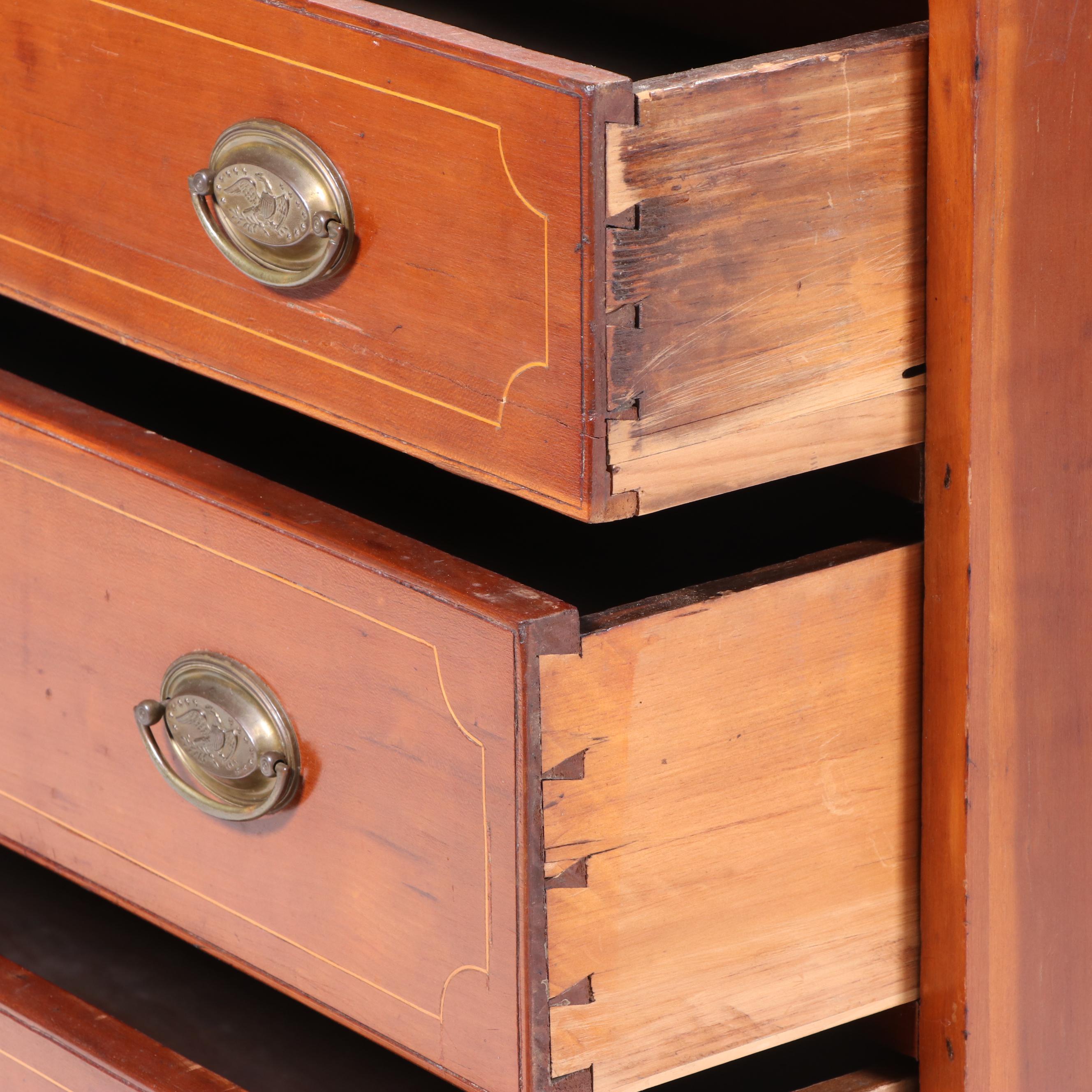American Sheraton Cherry Chest of Drawers with String Inlay