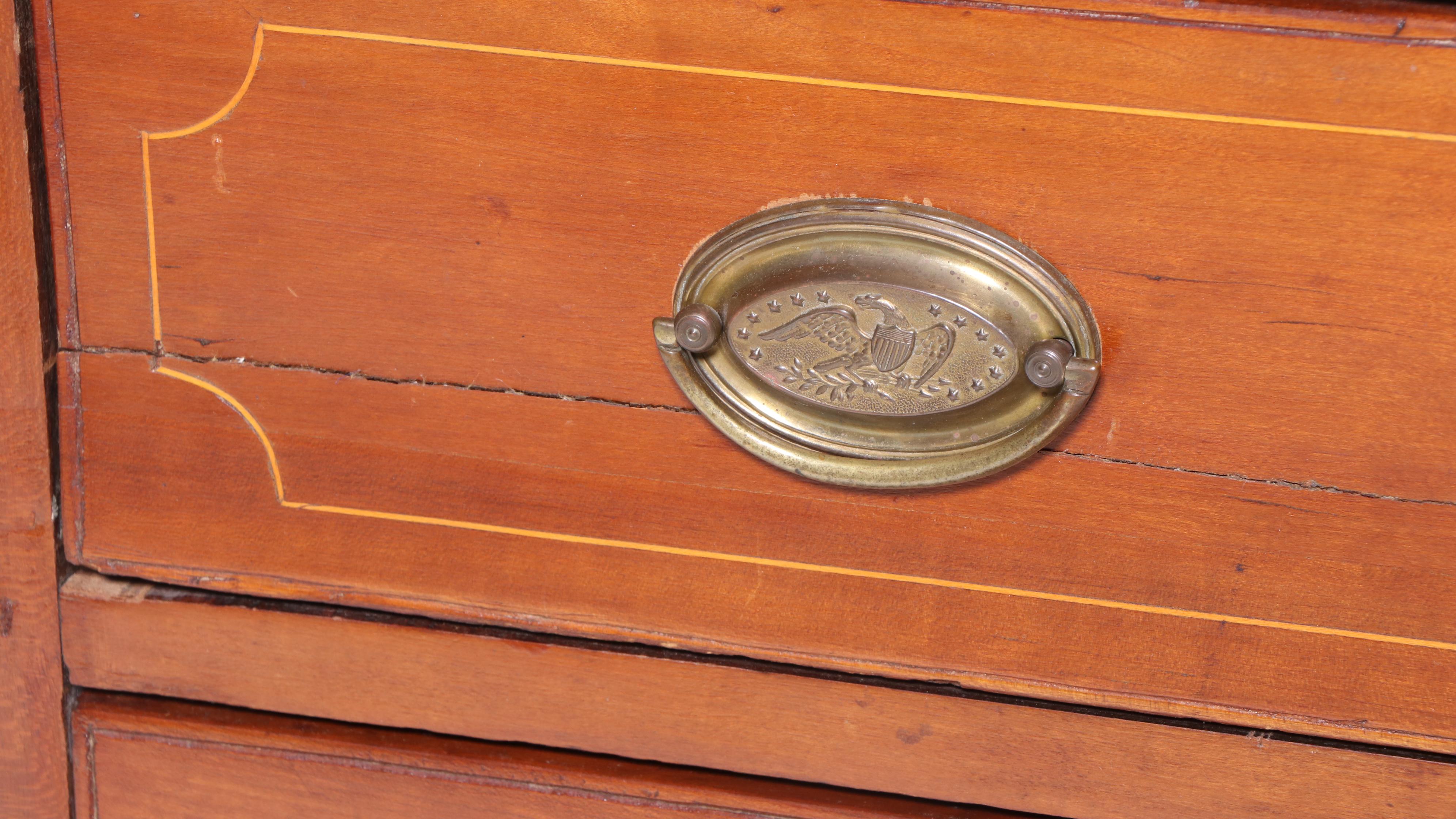 American Sheraton Cherry Chest of Drawers with String Inlay