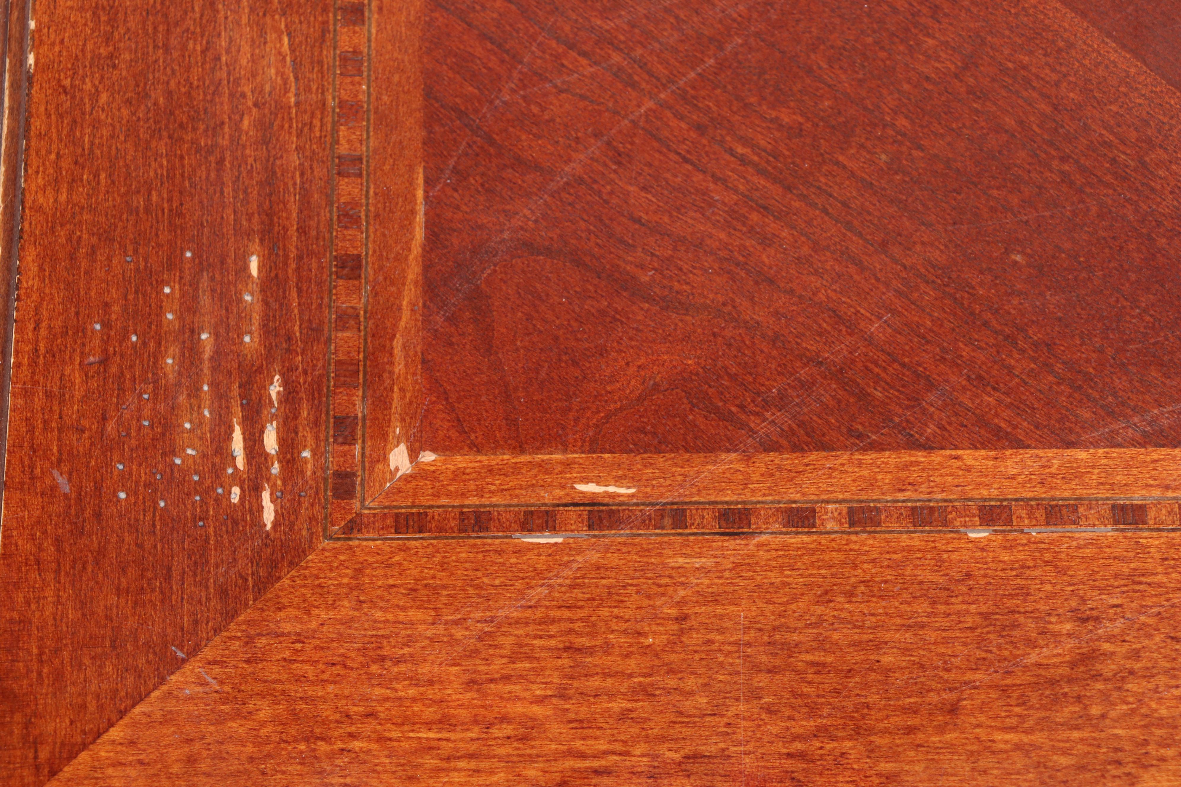 Hammary Cherrywood, Maple, and Line-Inlaid Coffee Table and Side Table