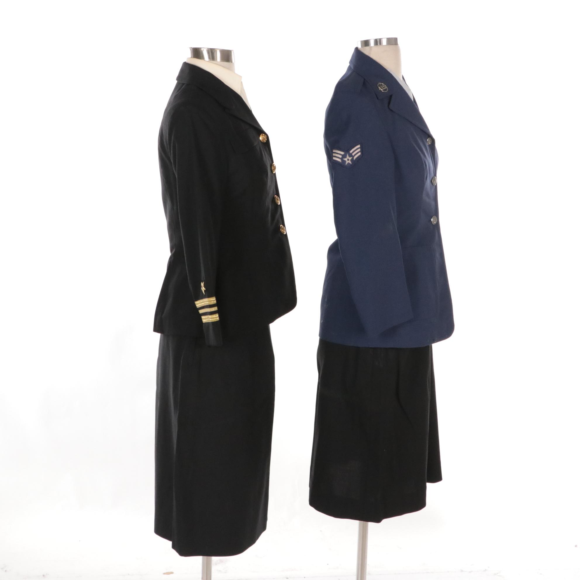 Women's Vietnam Era US Navy and 1980s US Air Force Dress Blue Uniforms