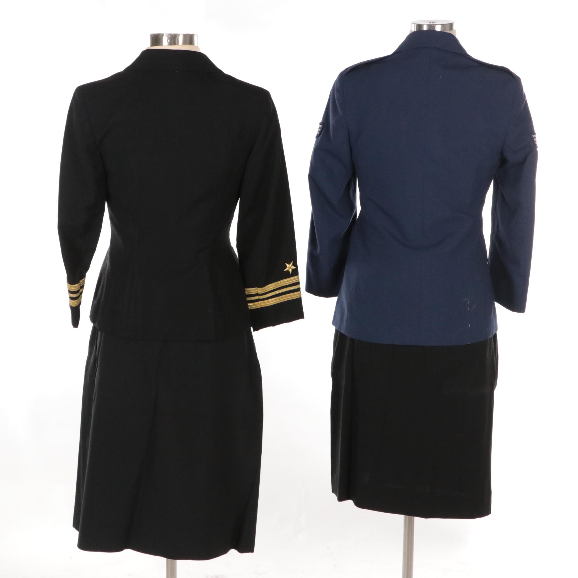 Women's Vietnam Era US Navy and 1980s US Air Force Dress Blue Uniforms
