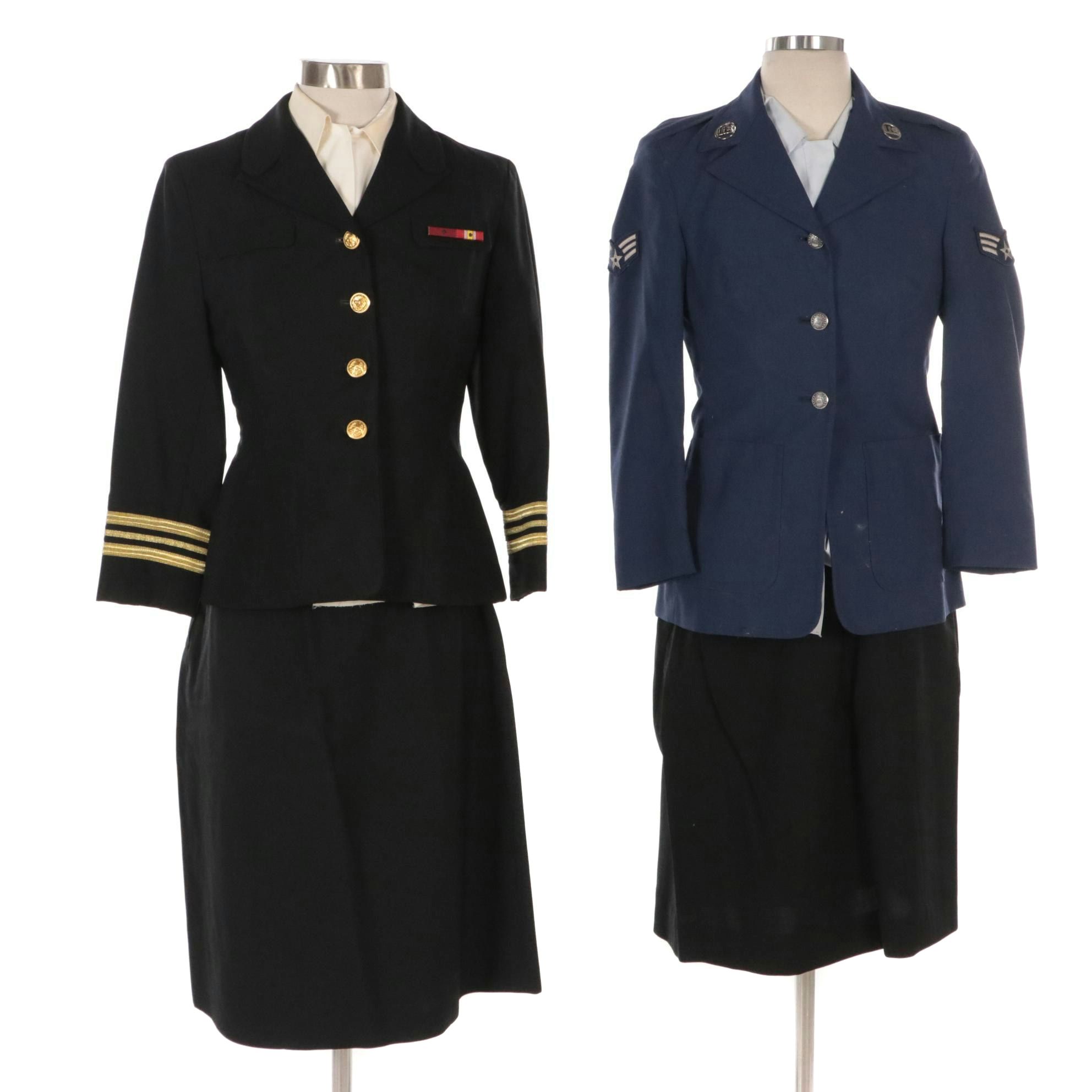 Women's Vietnam Era US Navy and 1980s US Air Force Dress Blue Uniforms