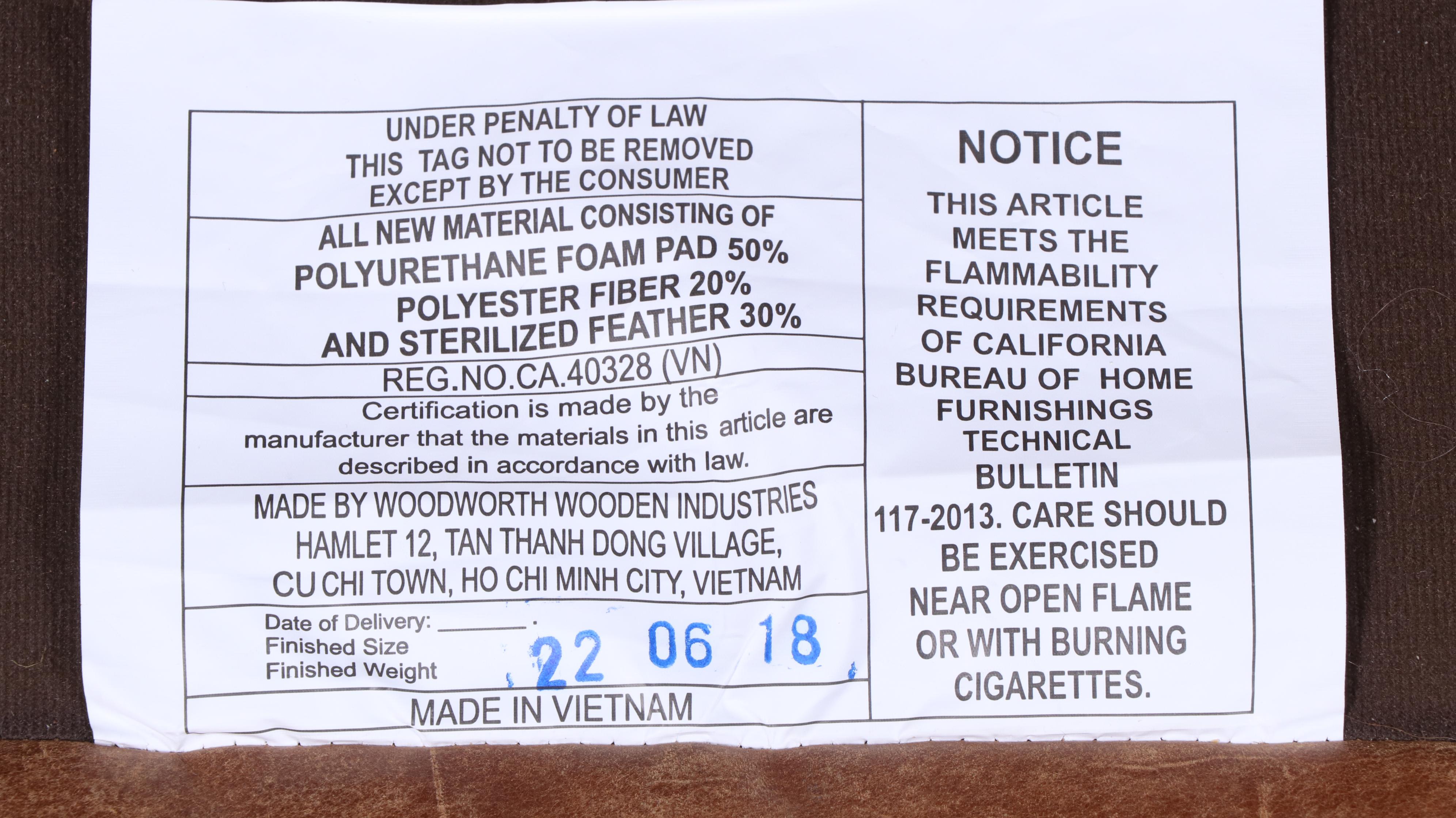 Modernist Style Hardwood and Leather Track-Arm Sofa