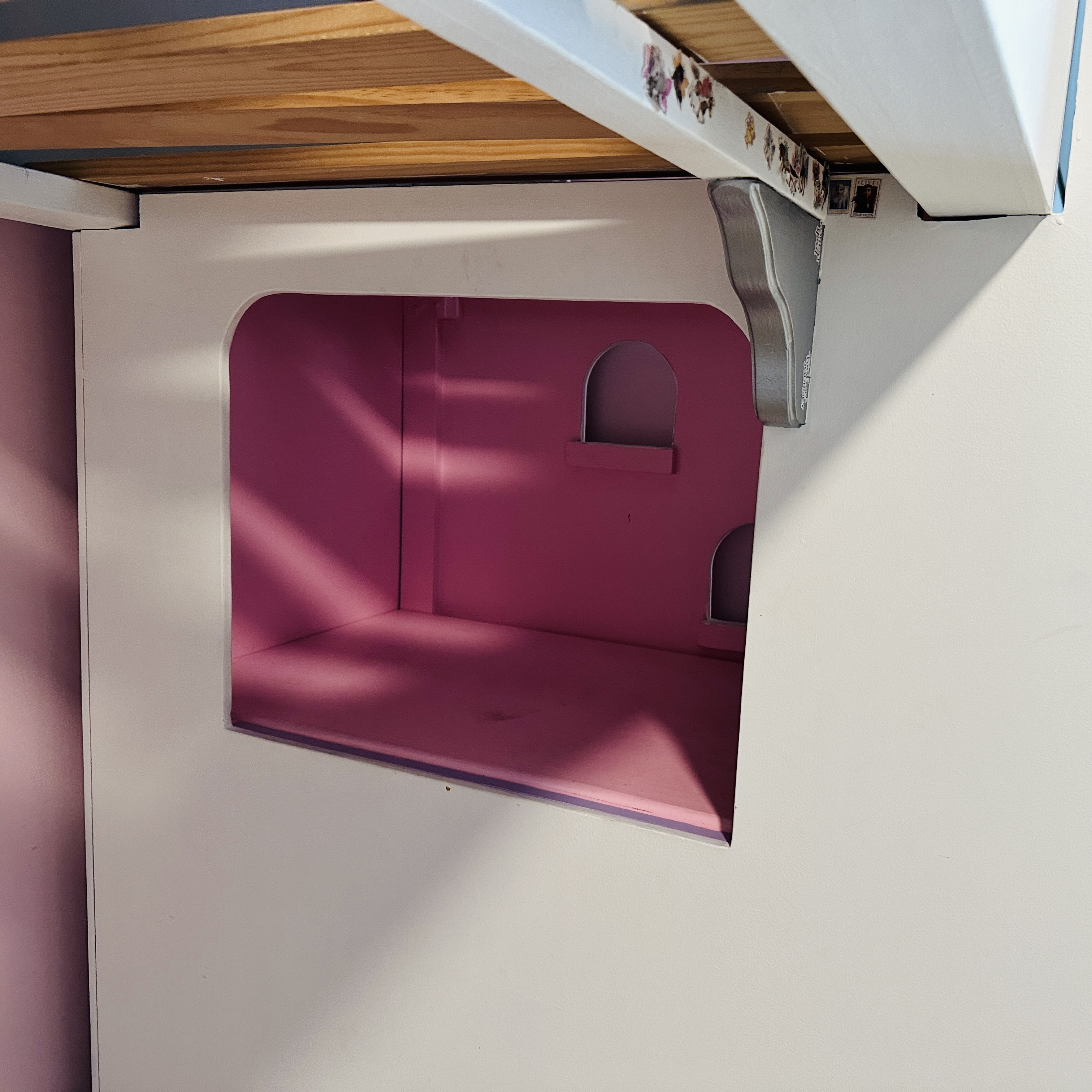 Custom-Built Dollhouse Motif Lofted Bed with Built-In Storage