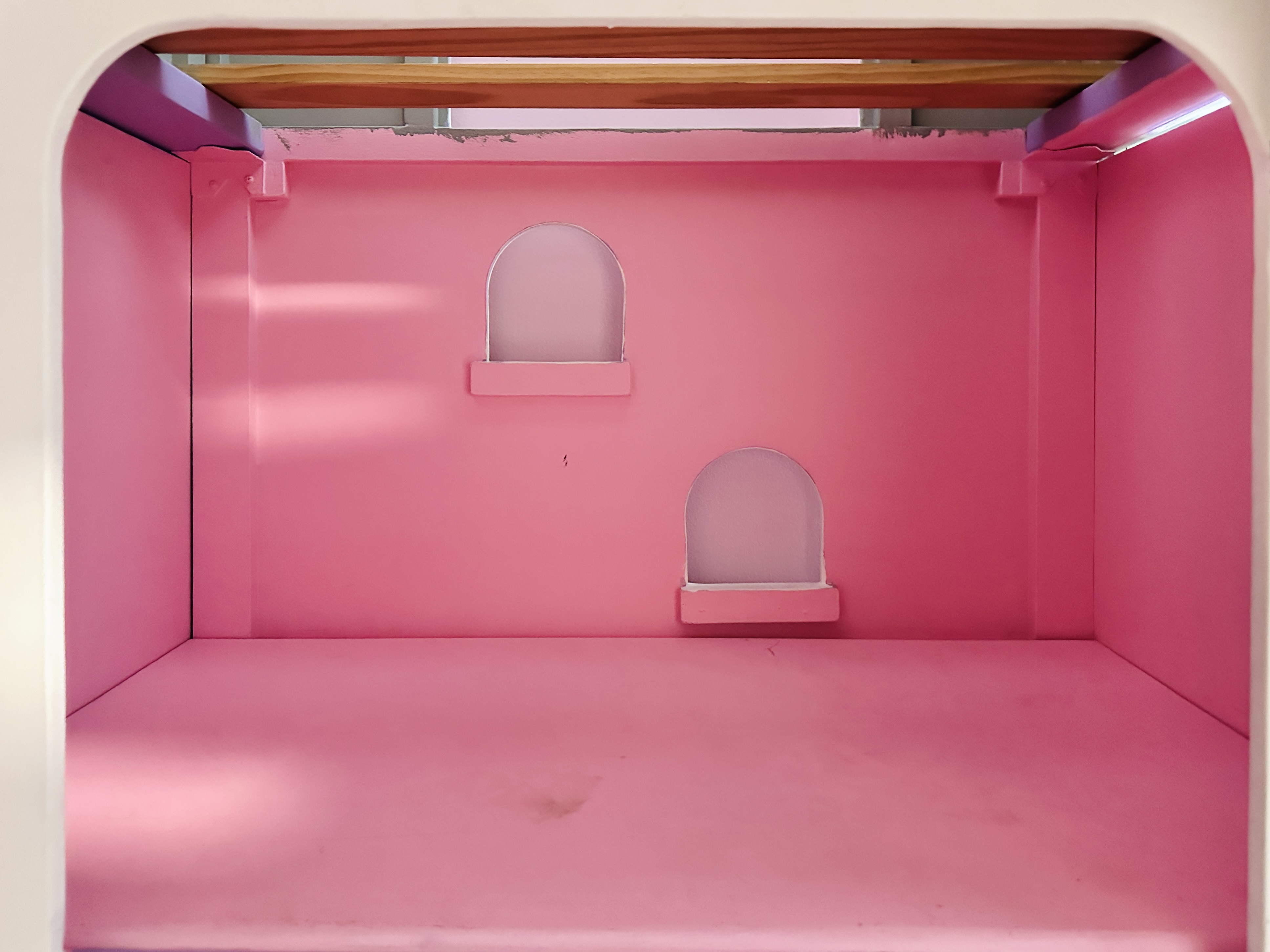 Custom-Built Dollhouse Motif Lofted Bed with Built-In Storage