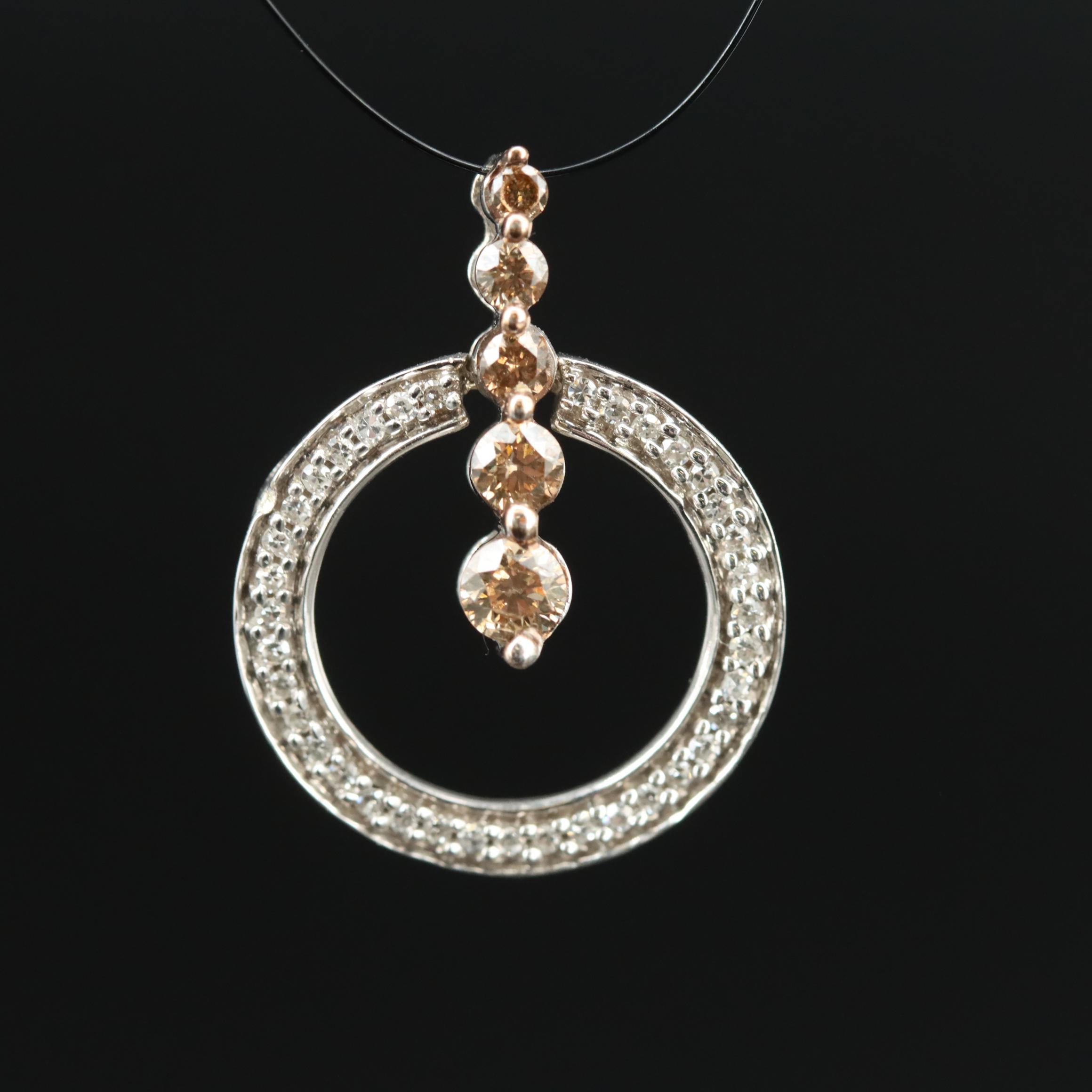 14K 0.32 CTW Diamond Pendant with Fancy Brown Center