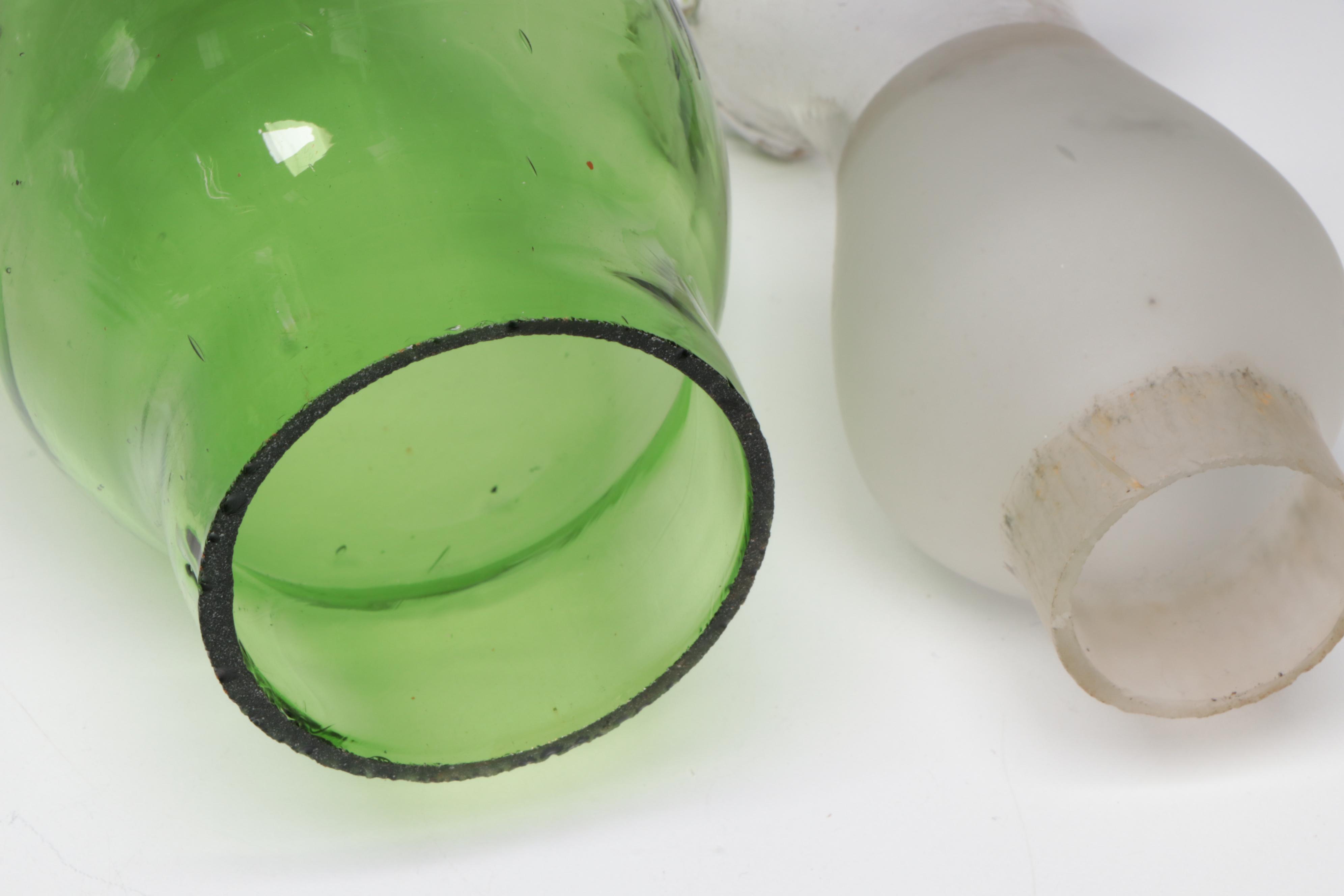 Plume & Atwood Green Glass Kerosene Lamp with More Lamps