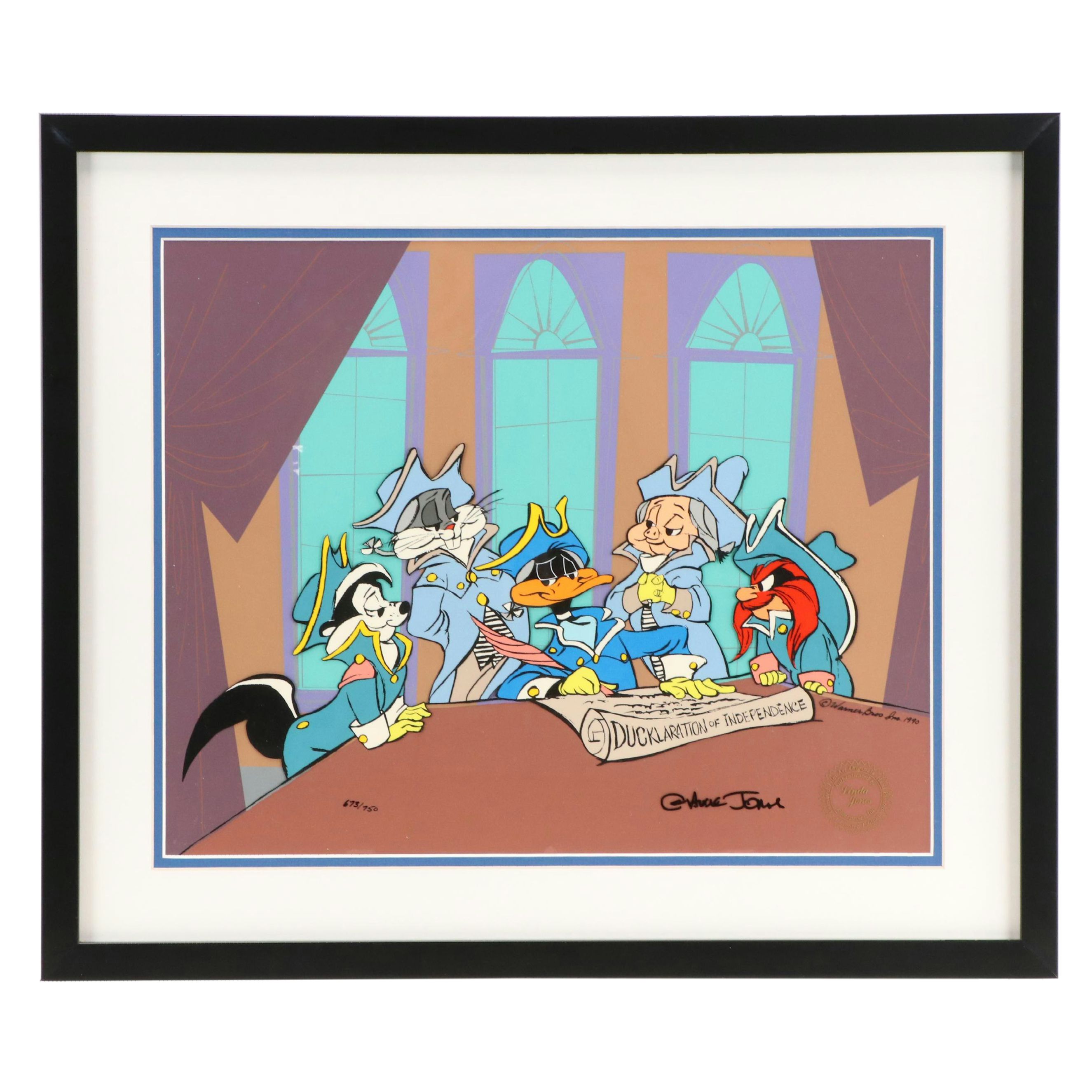 Chuck Jones Hand-Painted Animation Cel "Ducklaration," 1990