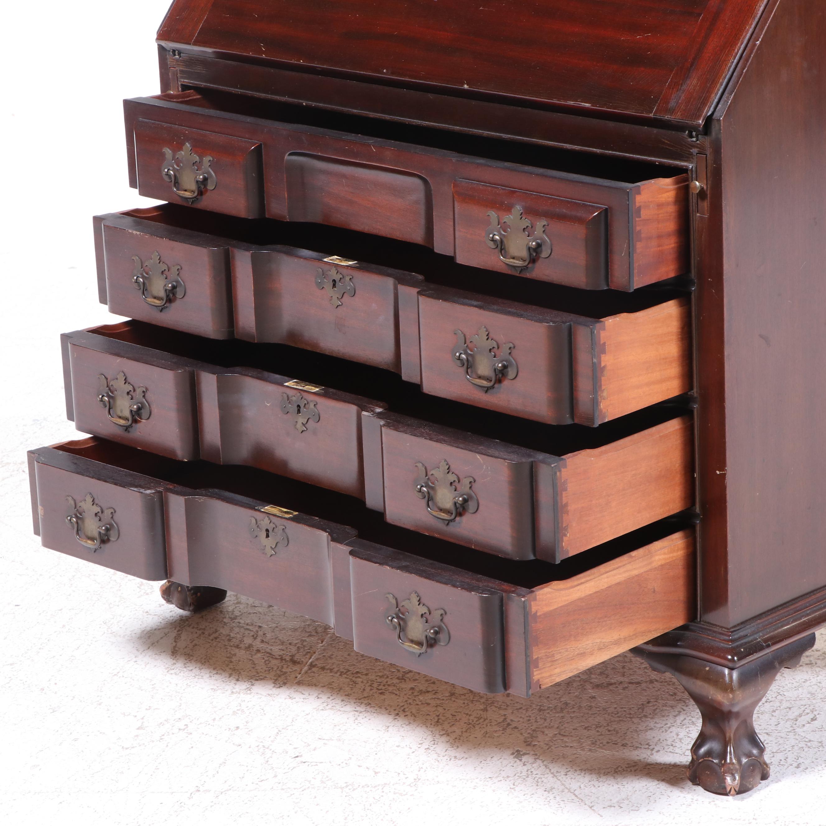 Maddox Chippendale Style Mahogany Block-Front Desk, Early 20th Century ...