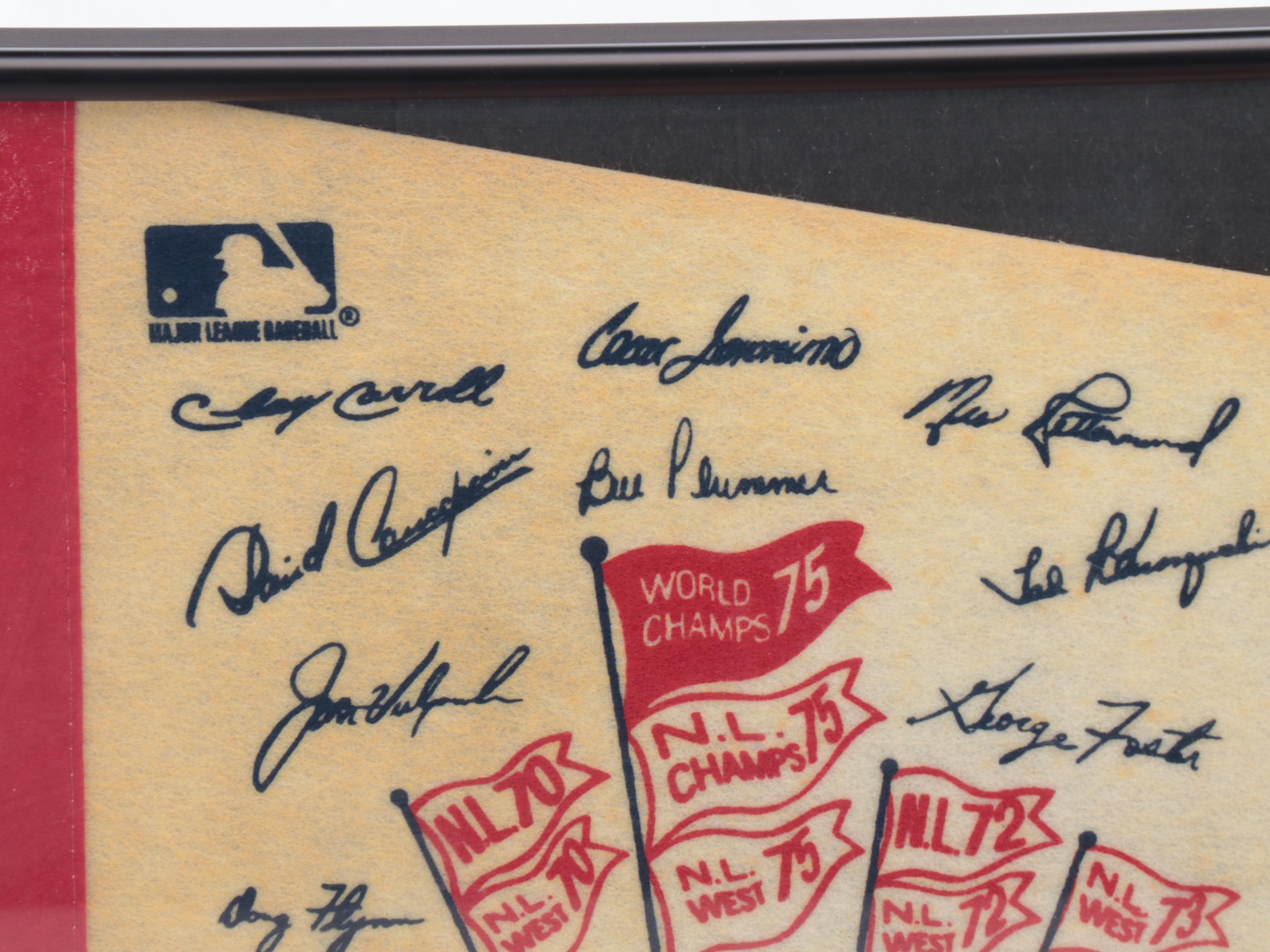 1975 and 1990 Cincinnati Reds World Series Champions Pennants with More