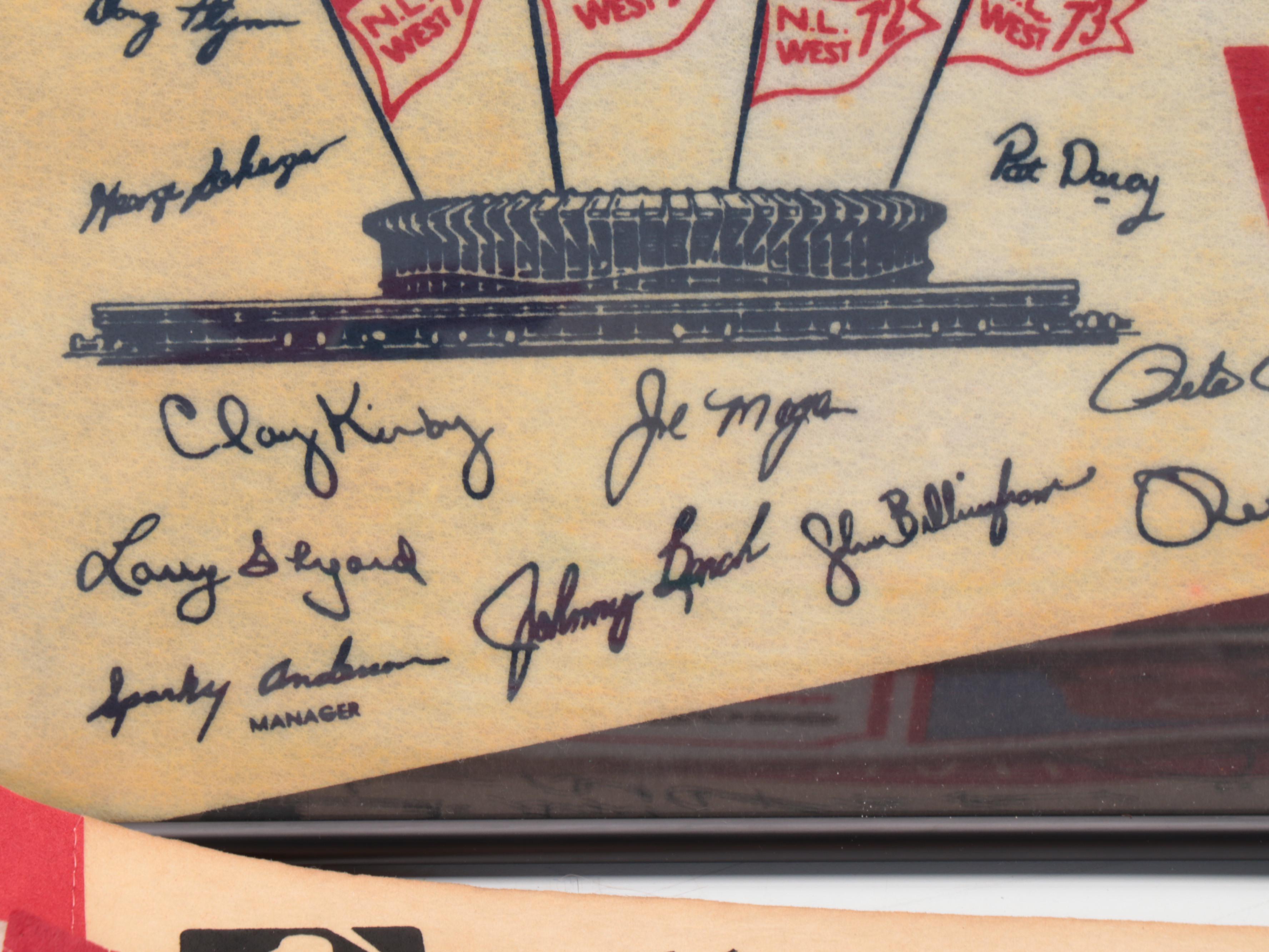 1975 and 1990 Cincinnati Reds World Series Champions Pennants with More