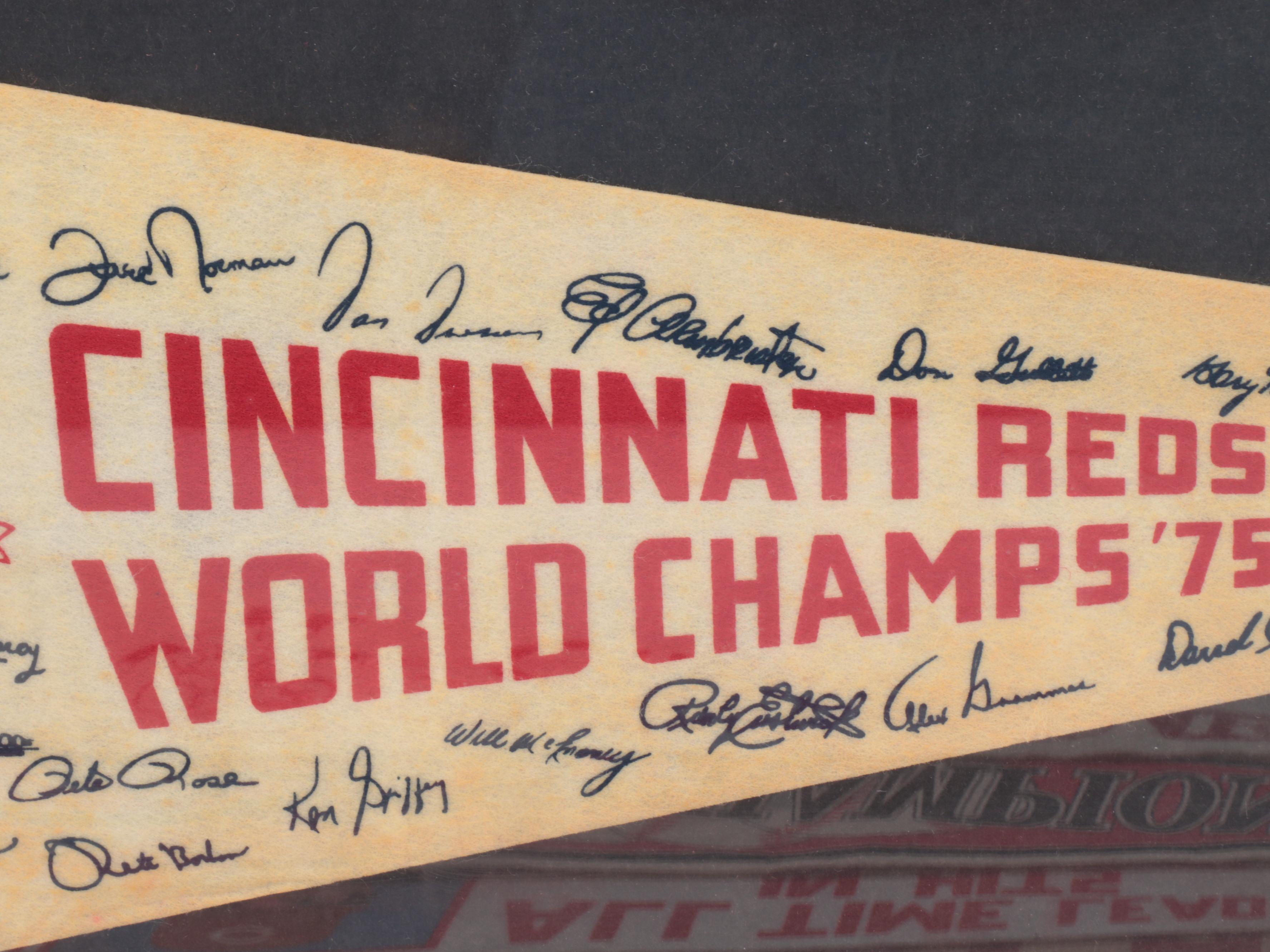 1975 and 1990 Cincinnati Reds World Series Champions Pennants with More
