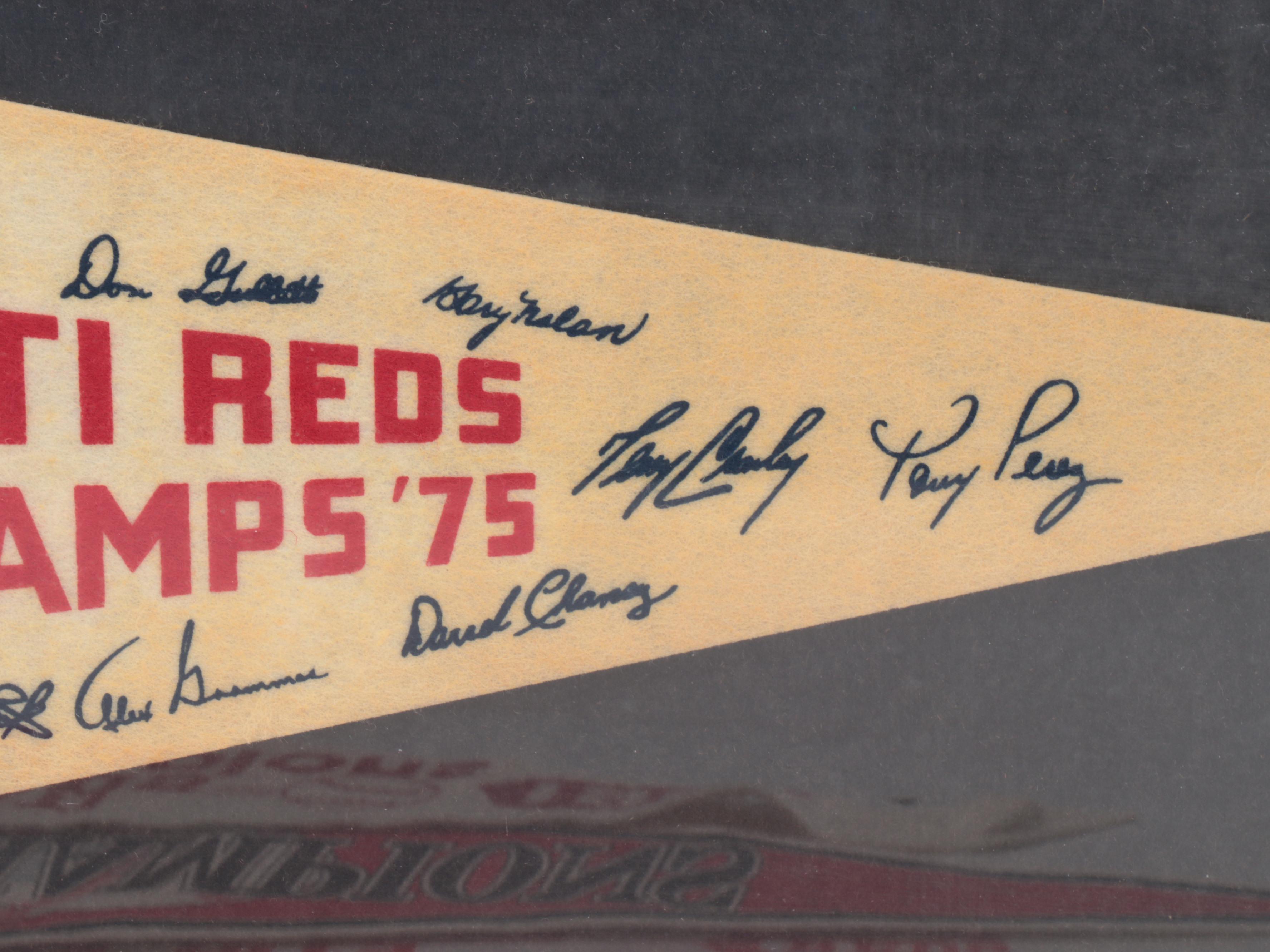 1975 and 1990 Cincinnati Reds World Series Champions Pennants with More
