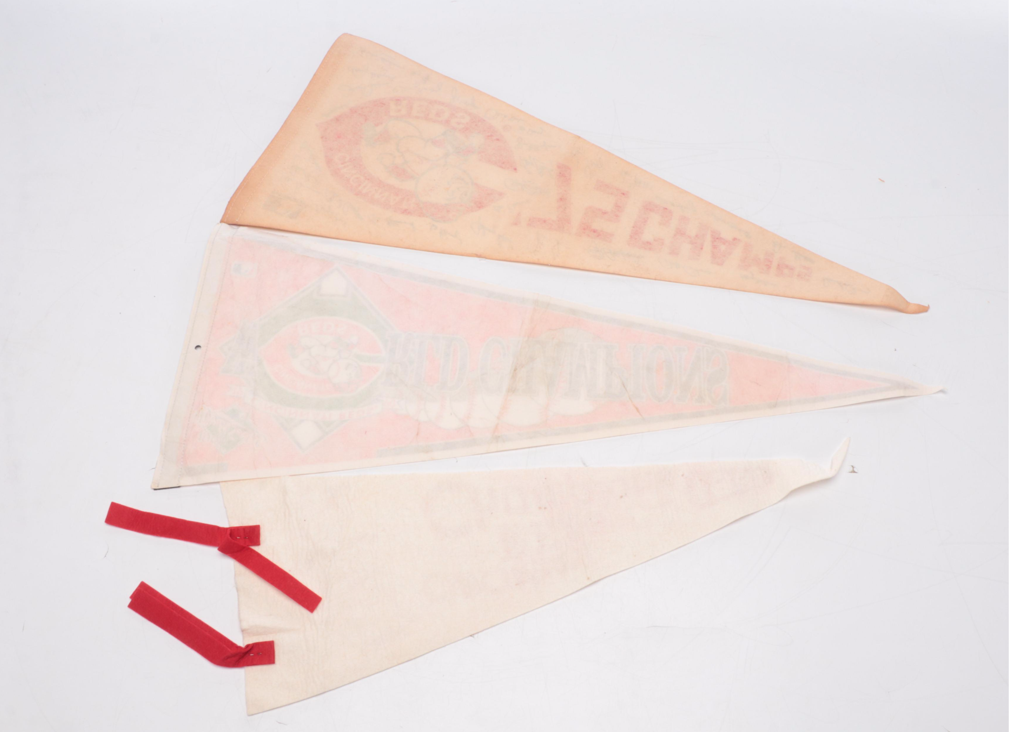 1975 and 1990 Cincinnati Reds World Series Champions Pennants with More