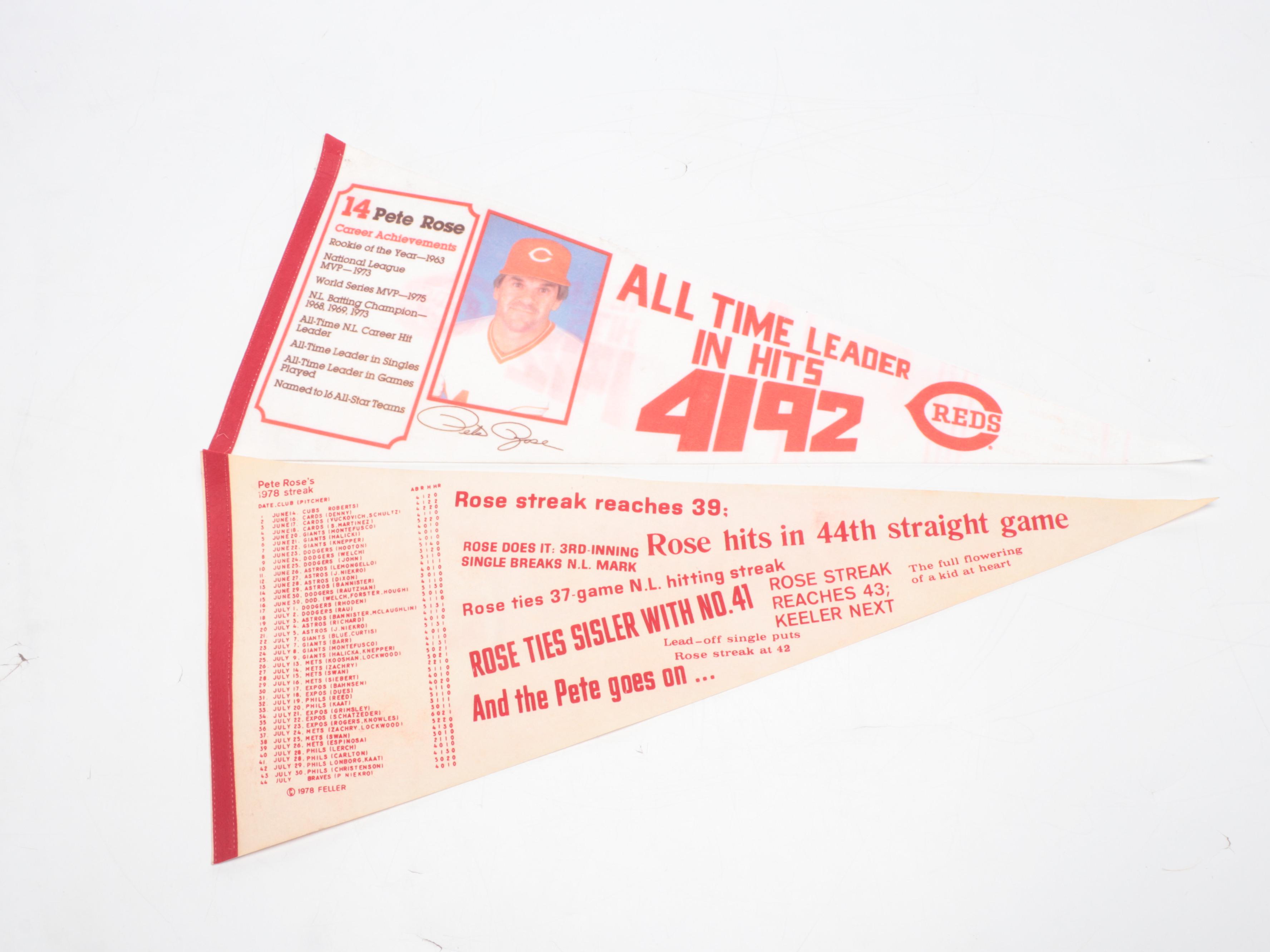 1975 and 1990 Cincinnati Reds World Series Champions Pennants with More