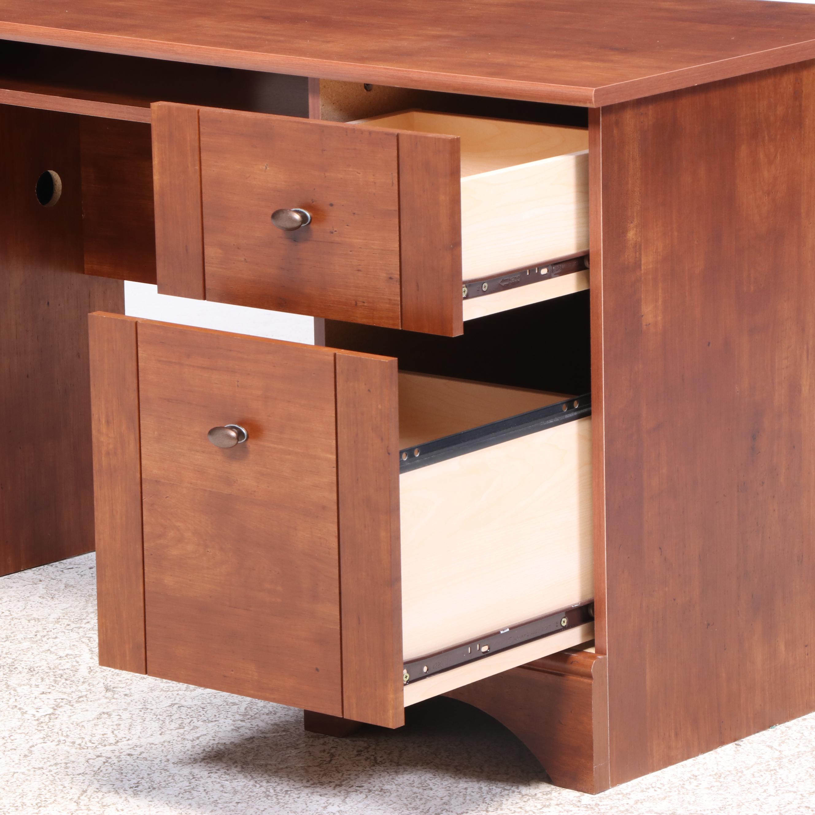 Craftsman Style Oak Finish Computer Desk and Bookcase