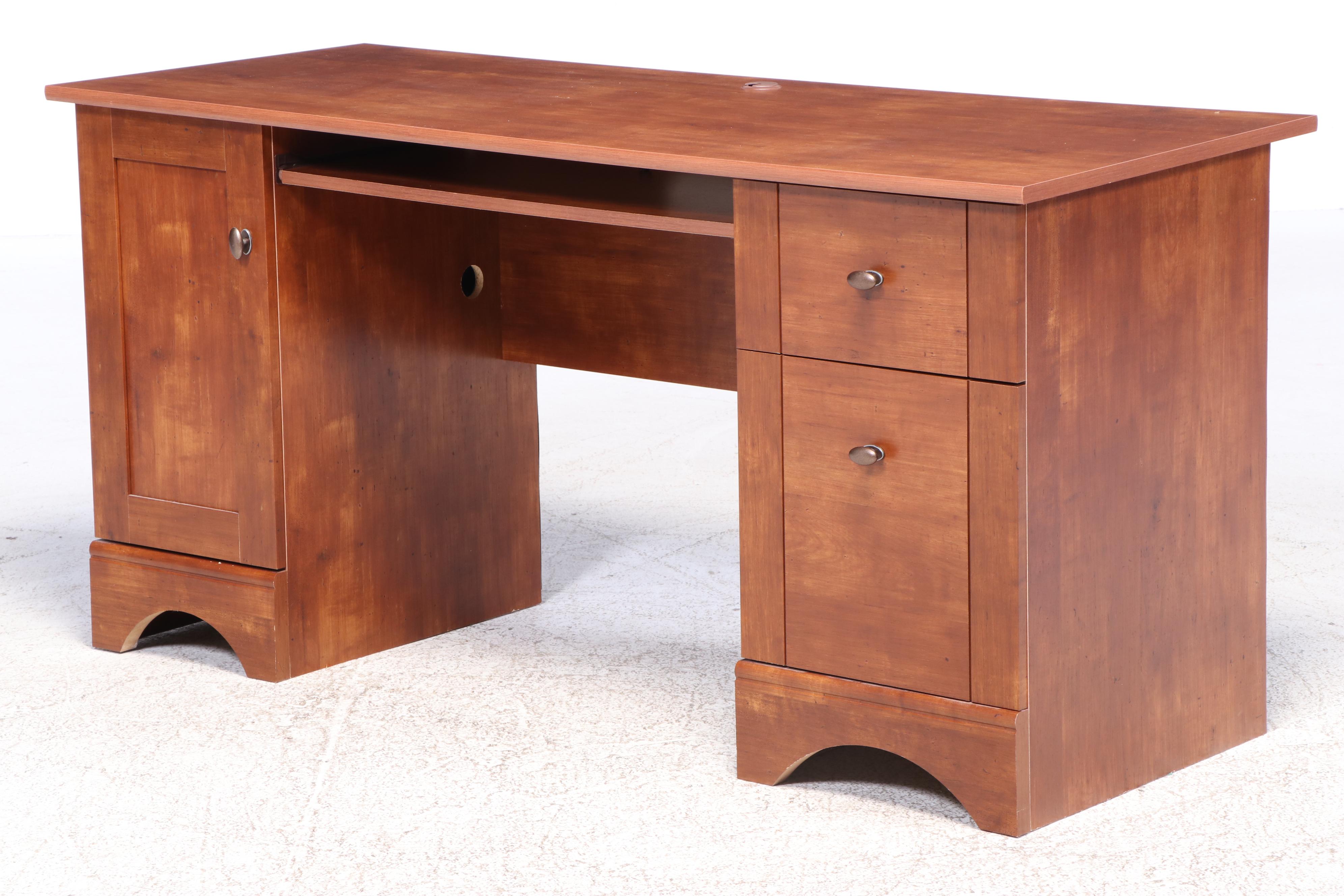 Craftsman Style Oak Finish Computer Desk and Bookcase