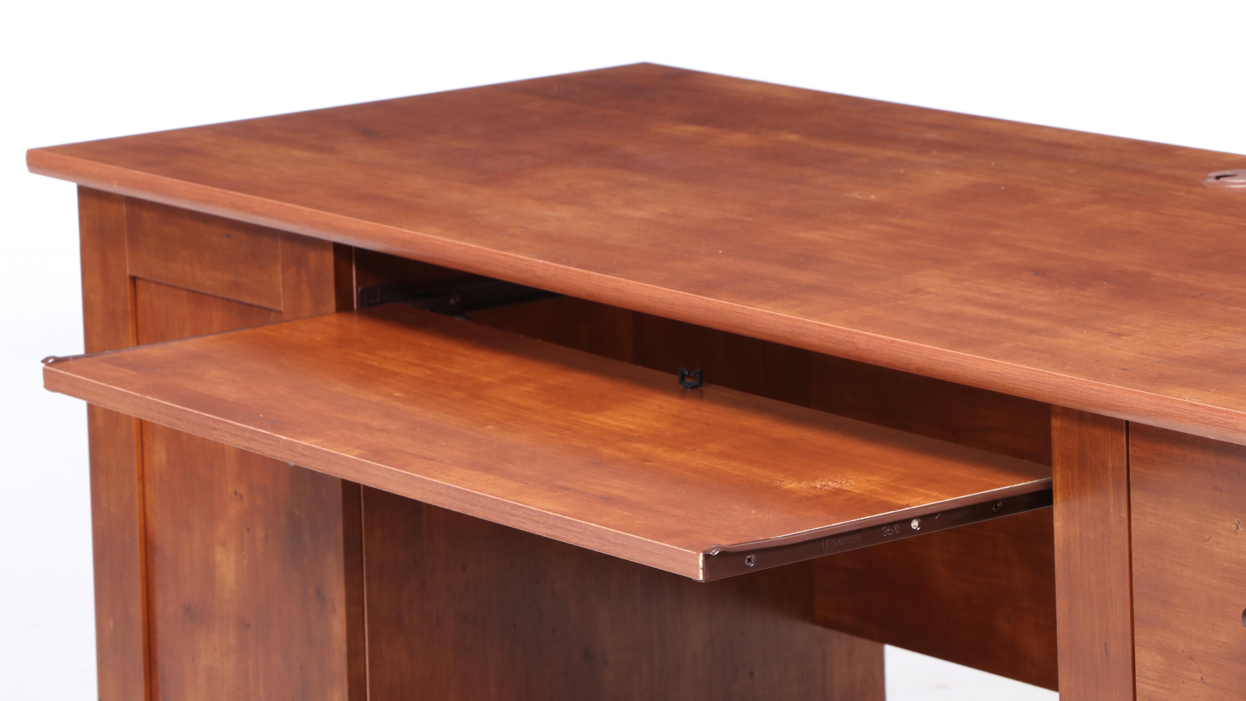 Craftsman Style Oak Finish Computer Desk and Bookcase