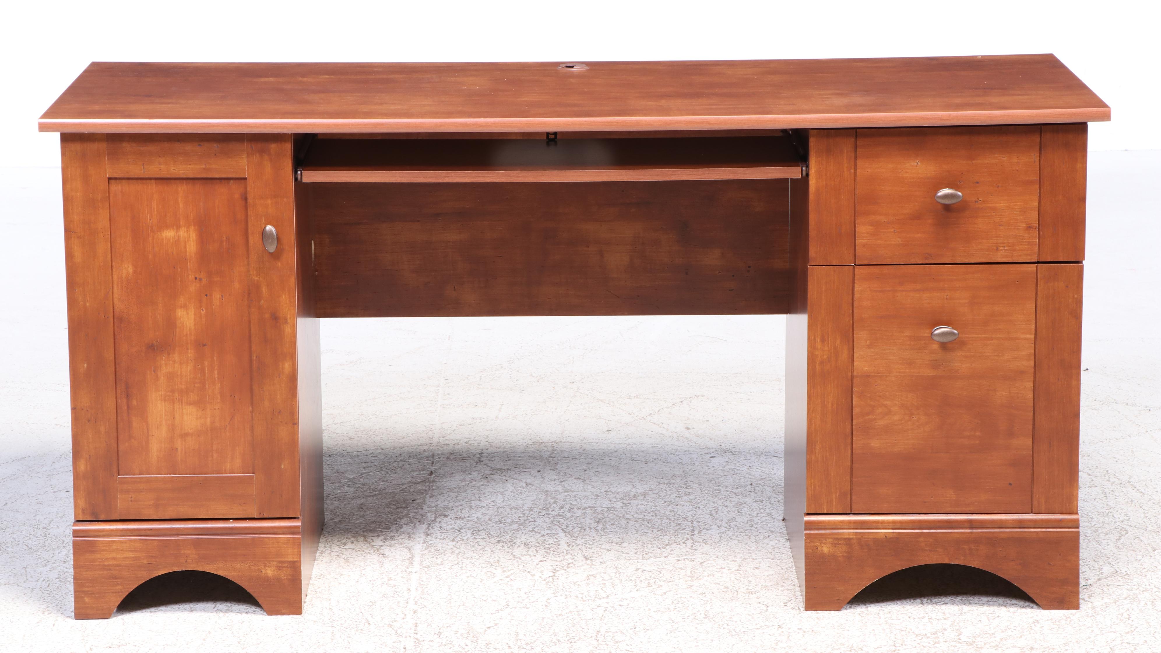 Craftsman Style Oak Finish Computer Desk and Bookcase