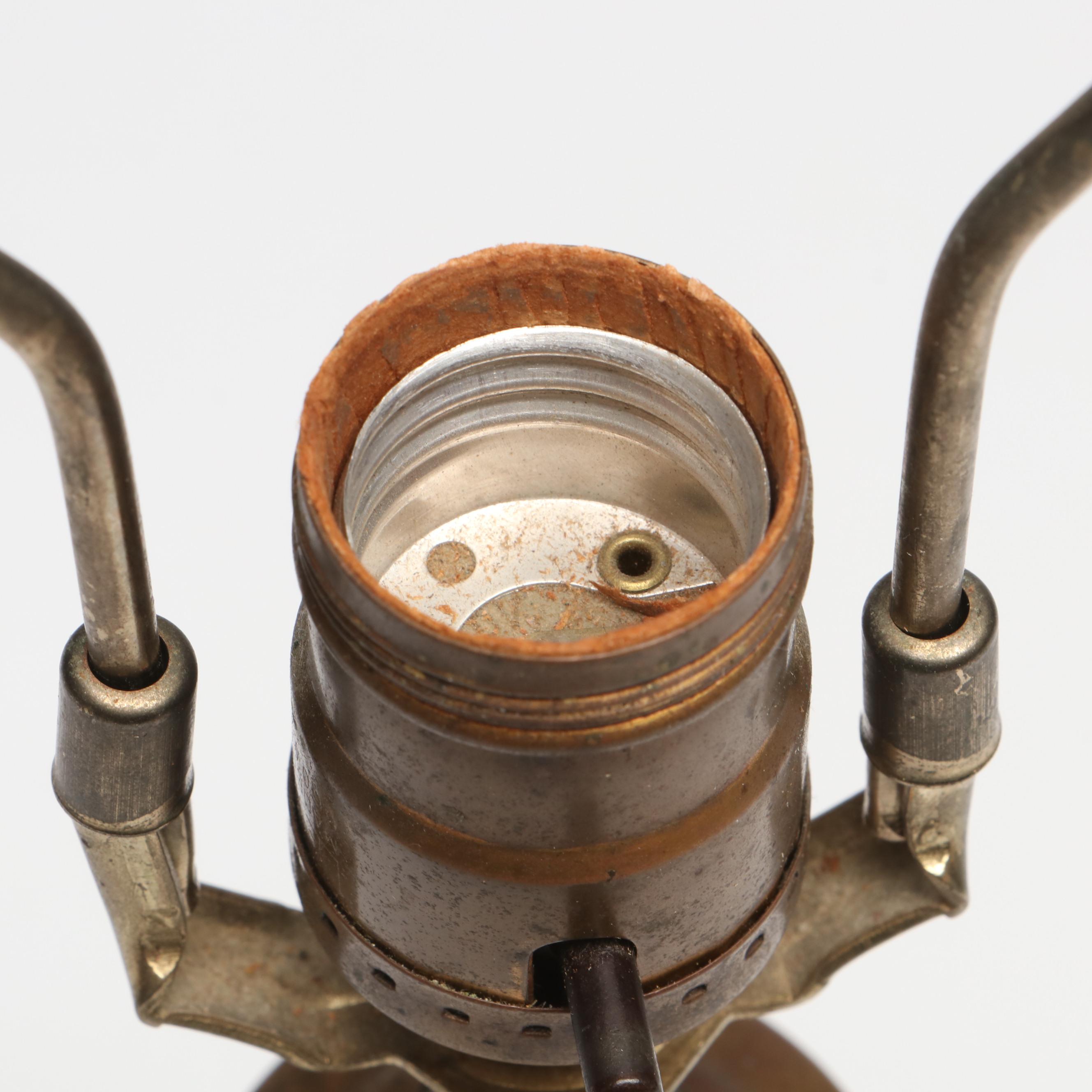 Durand Iridescent with Trailing Art Glass Converted to Table Lamp, Early 20th C.