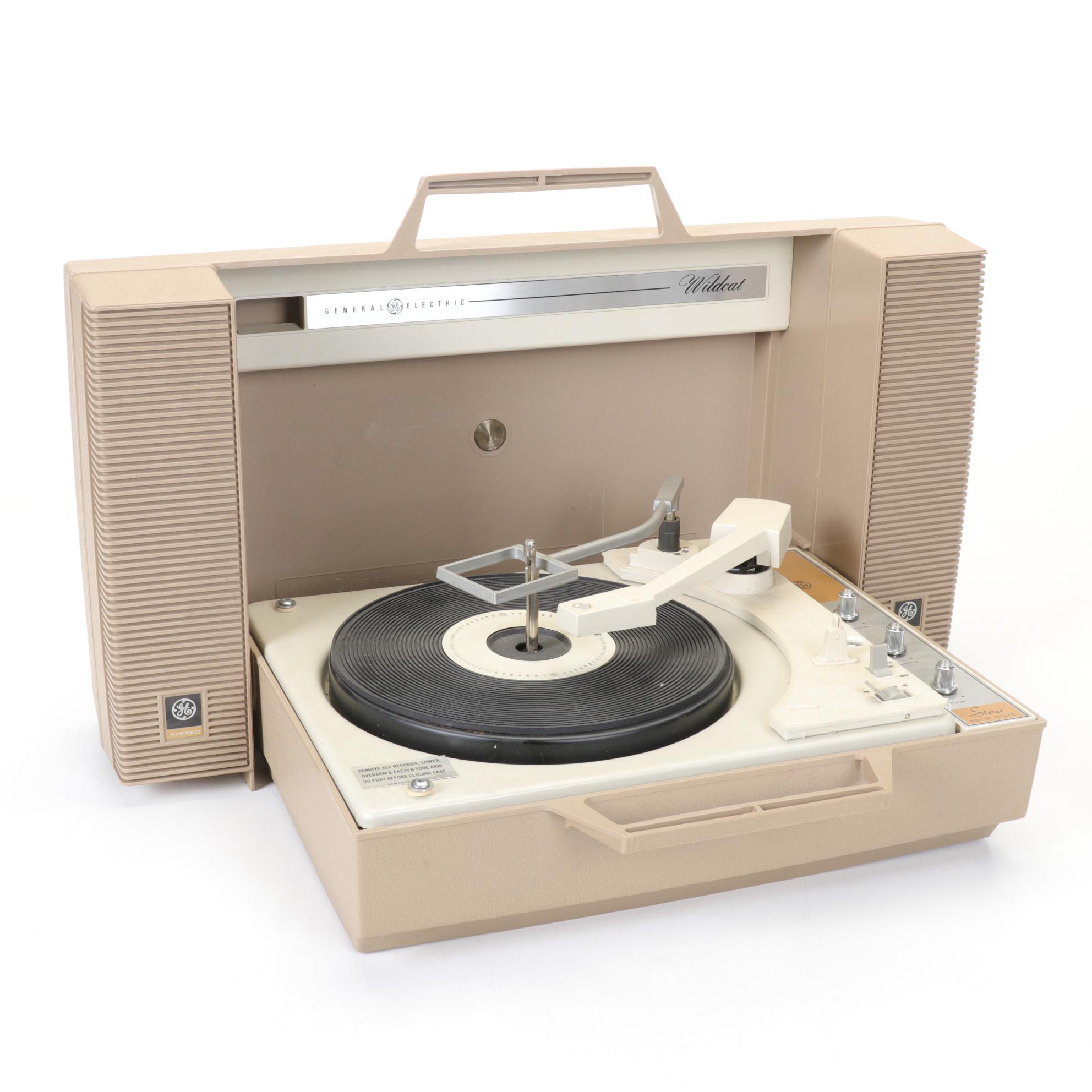 General Electric "Wildcat" Portable Record Players and Speakers