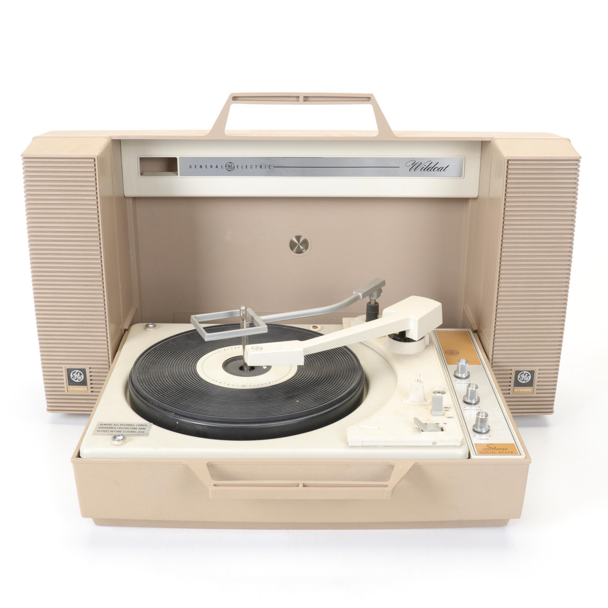 General Electric "Wildcat" Portable Record Players and Speakers