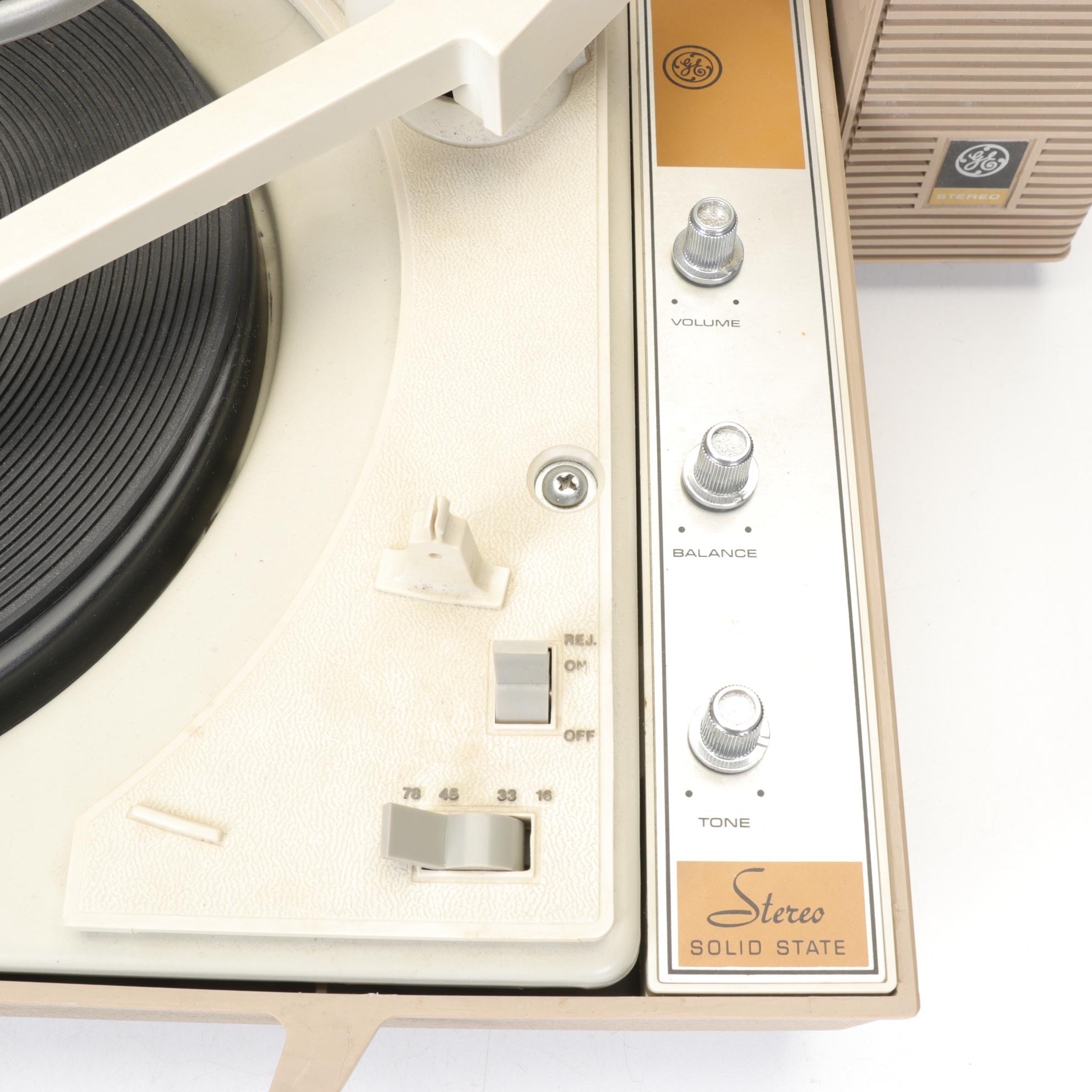 General Electric "Wildcat" Portable Record Players and Speakers