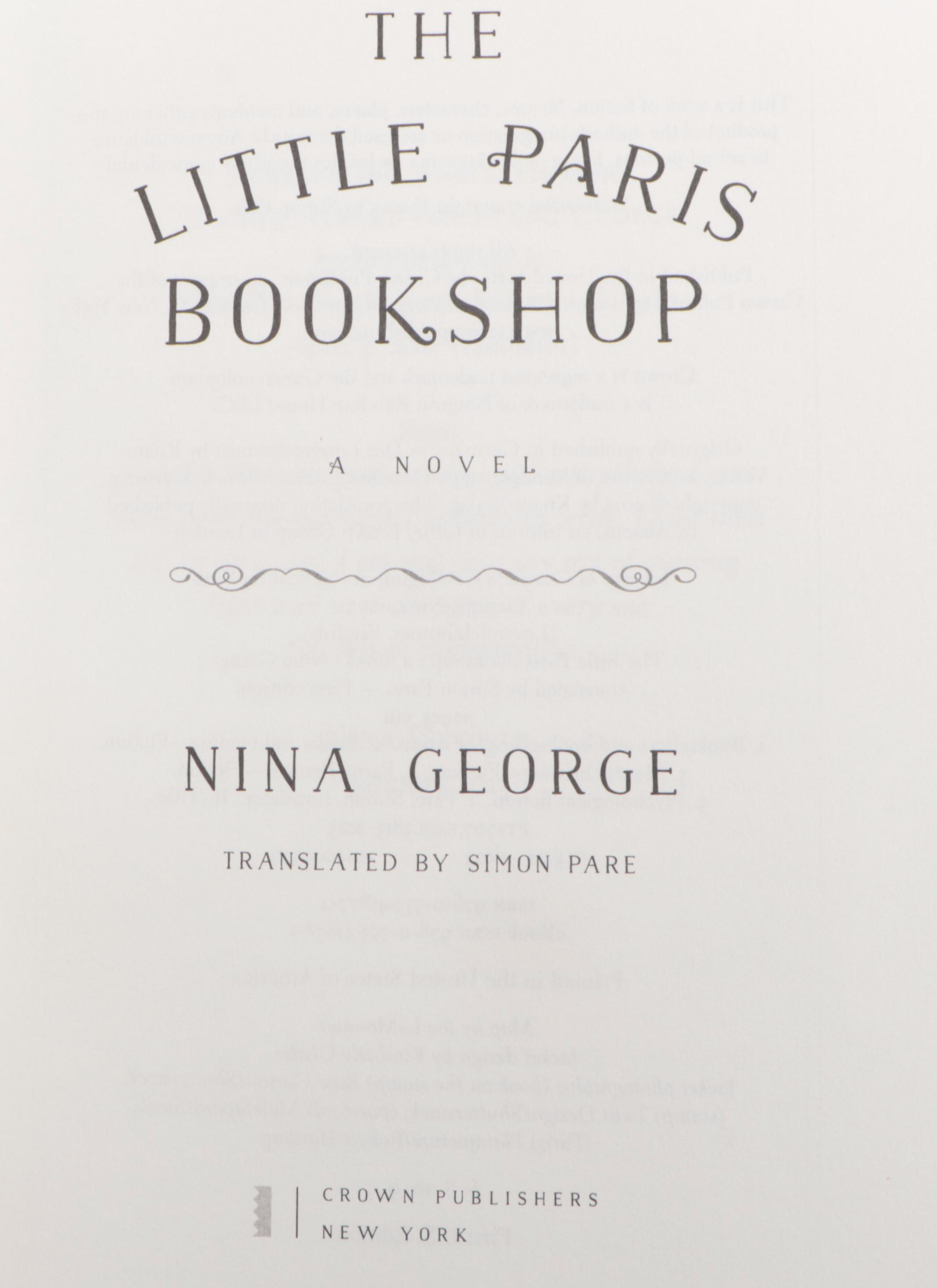 First Edition "The Little Paris Bookshop" by Nina George and More Books
