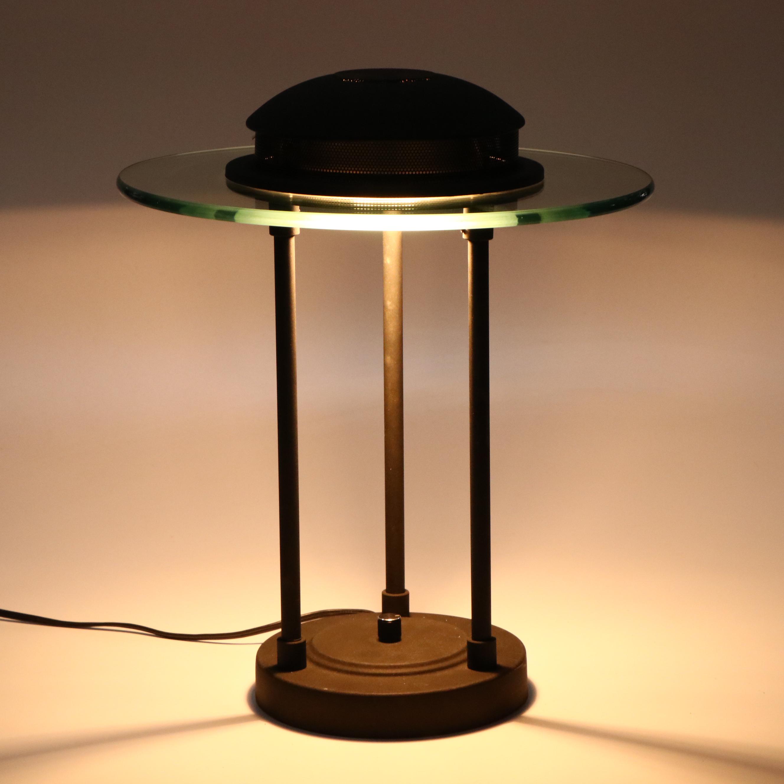 Glass and Metal Saturn Desk Table Lamp with Dimmer