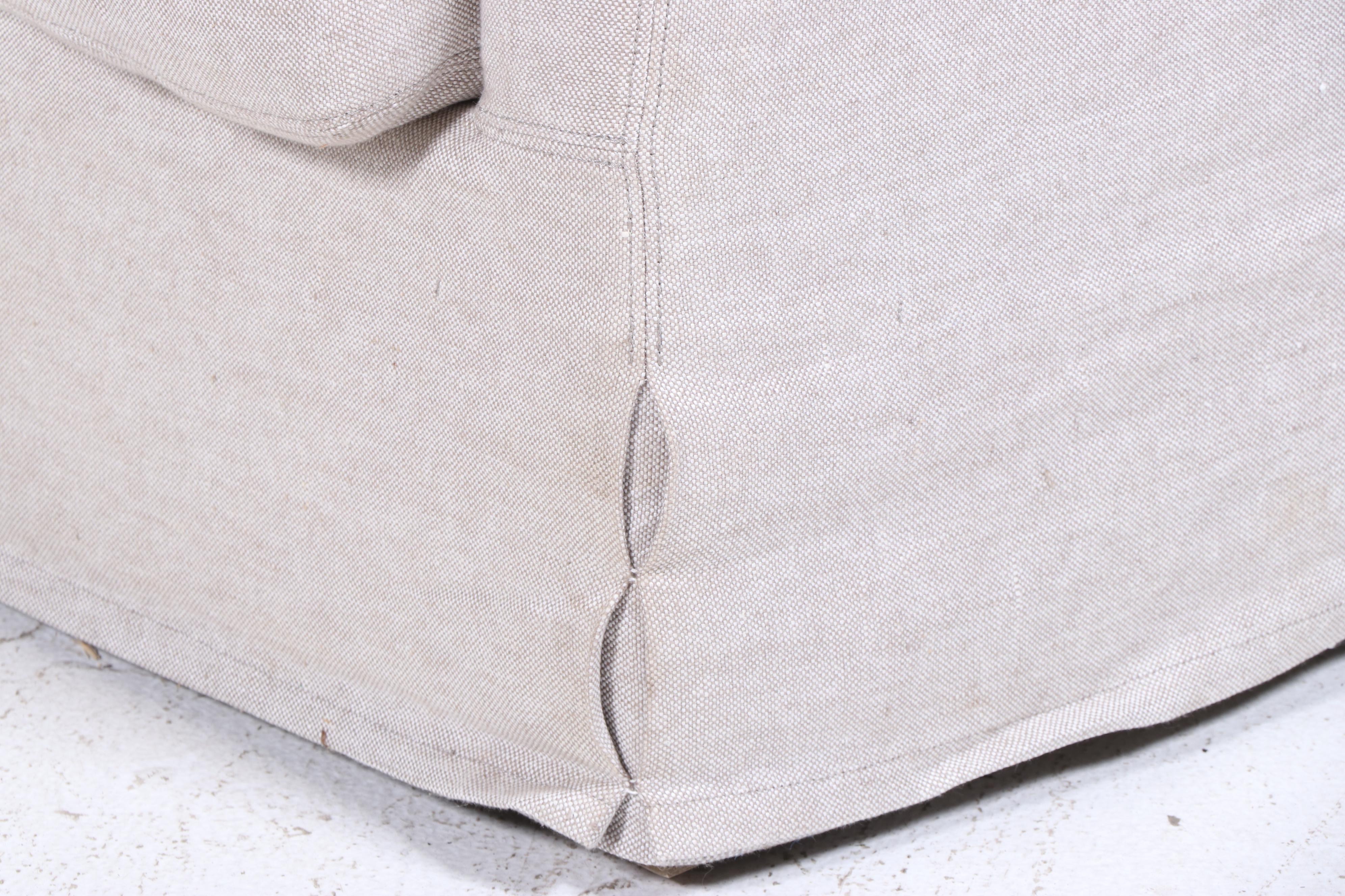 Two-Piece Restoration Hardware Linen-Slipcovered Sectional Sofa