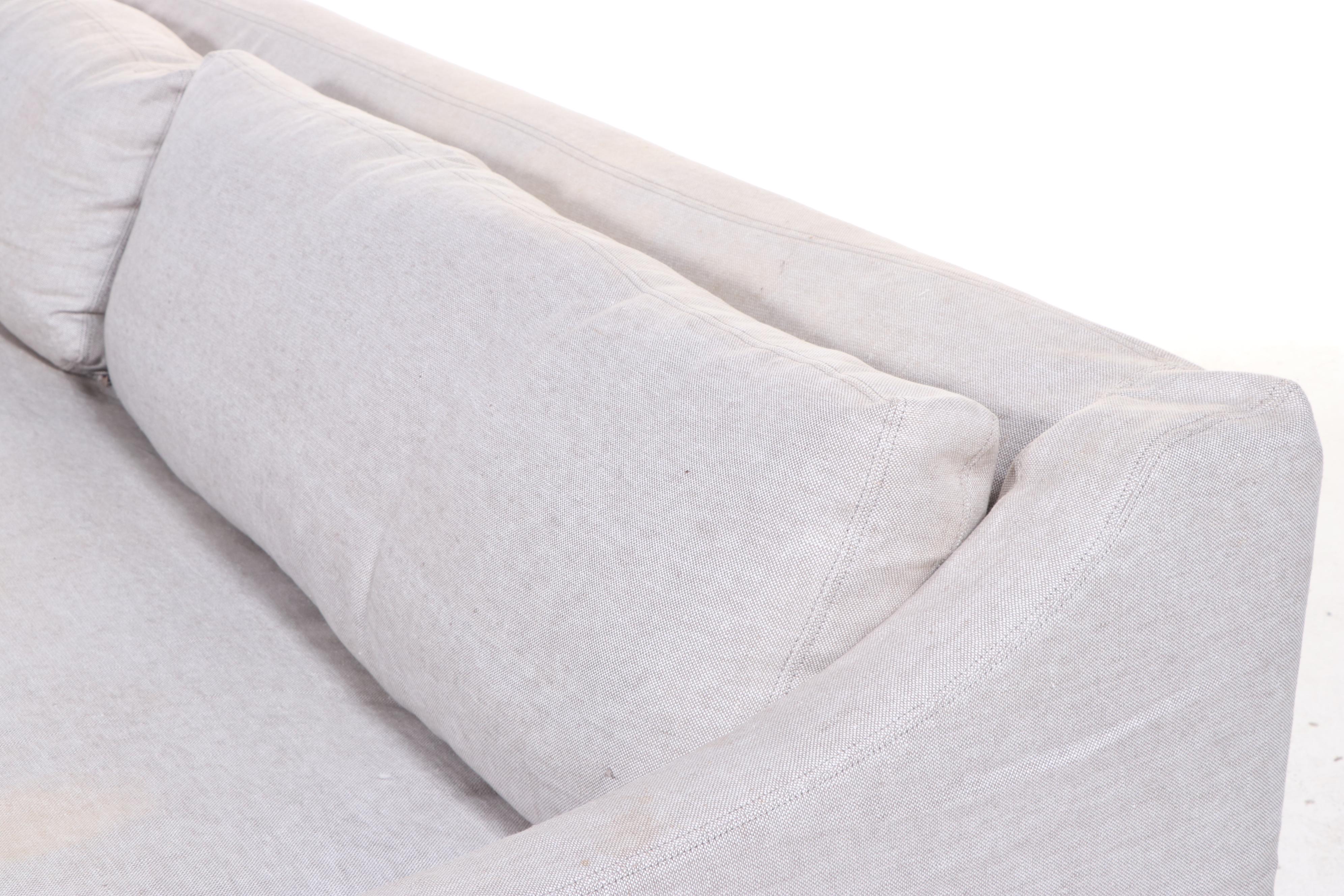 Two-Piece Restoration Hardware Linen-Slipcovered Sectional Sofa