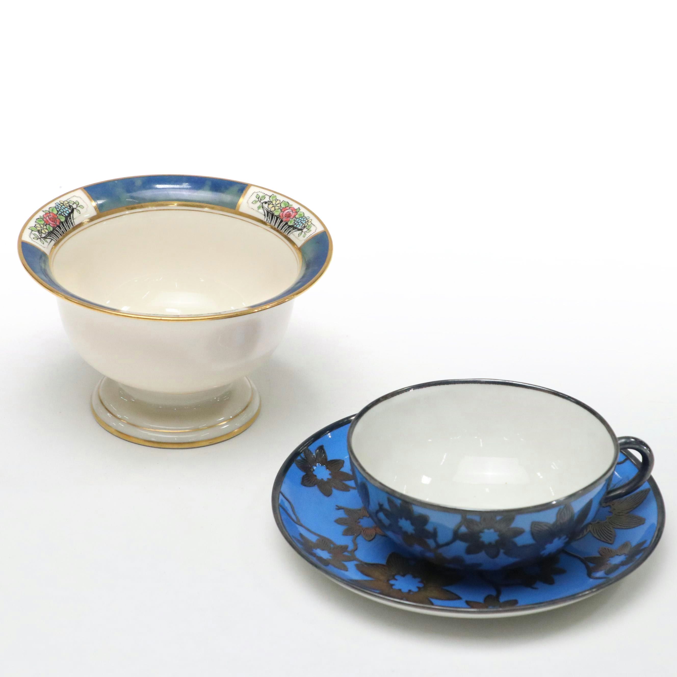 Lenox Tiffany & Co "Meadowbrook" Porcelain Mayonnaise Bowl with Ginori Teacup